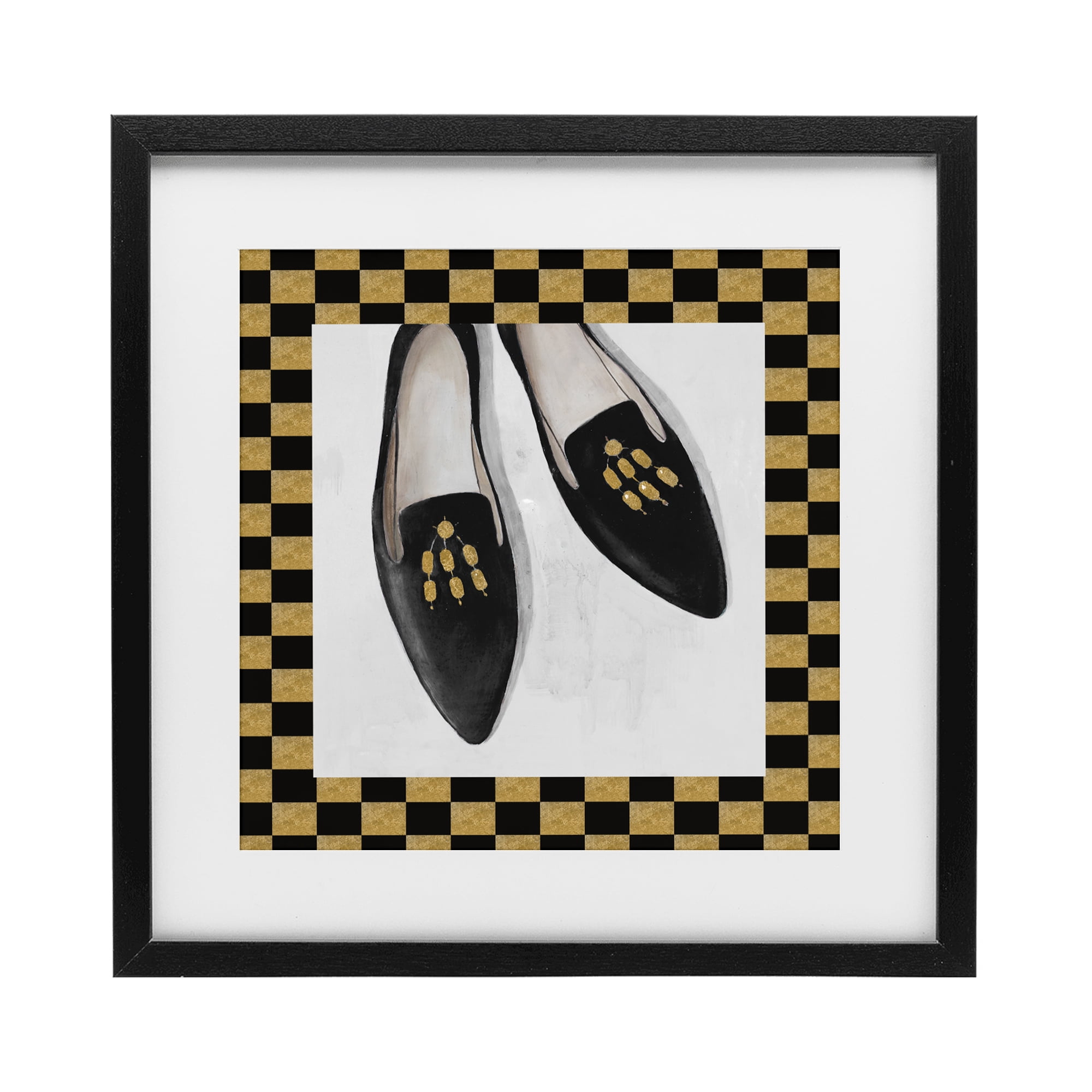Stupell Industries Luxe Black Flats Black Framed Print Under Glass, design by Lorenzo Collective