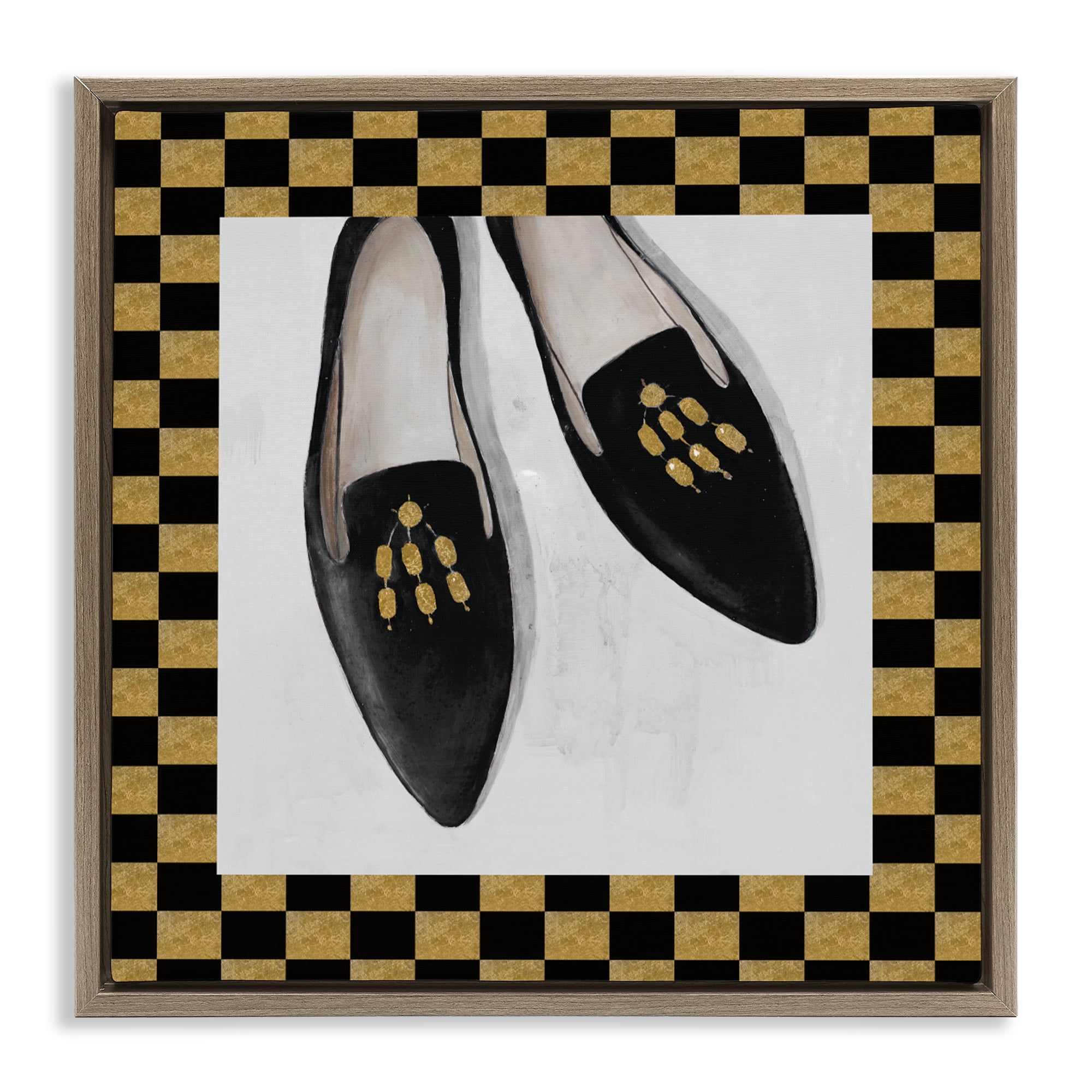 Stupell Industries Luxe Black Flats Brown Framed Floater Canvas Wall Art, design by Lorenzo Collective