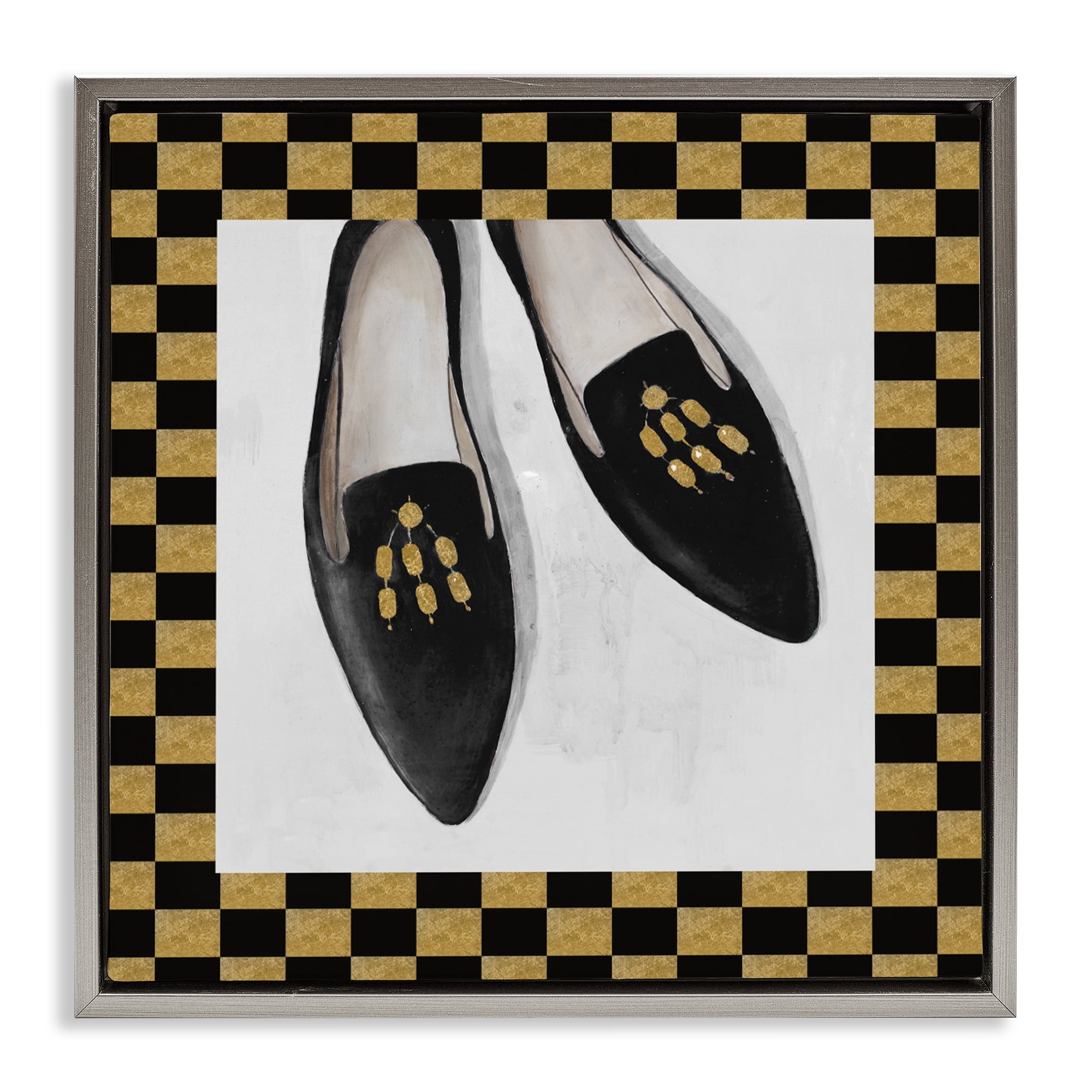 Stupell Industries Luxe Black Flats Gray Framed Floater Canvas Wall Art, design by Lorenzo Collective