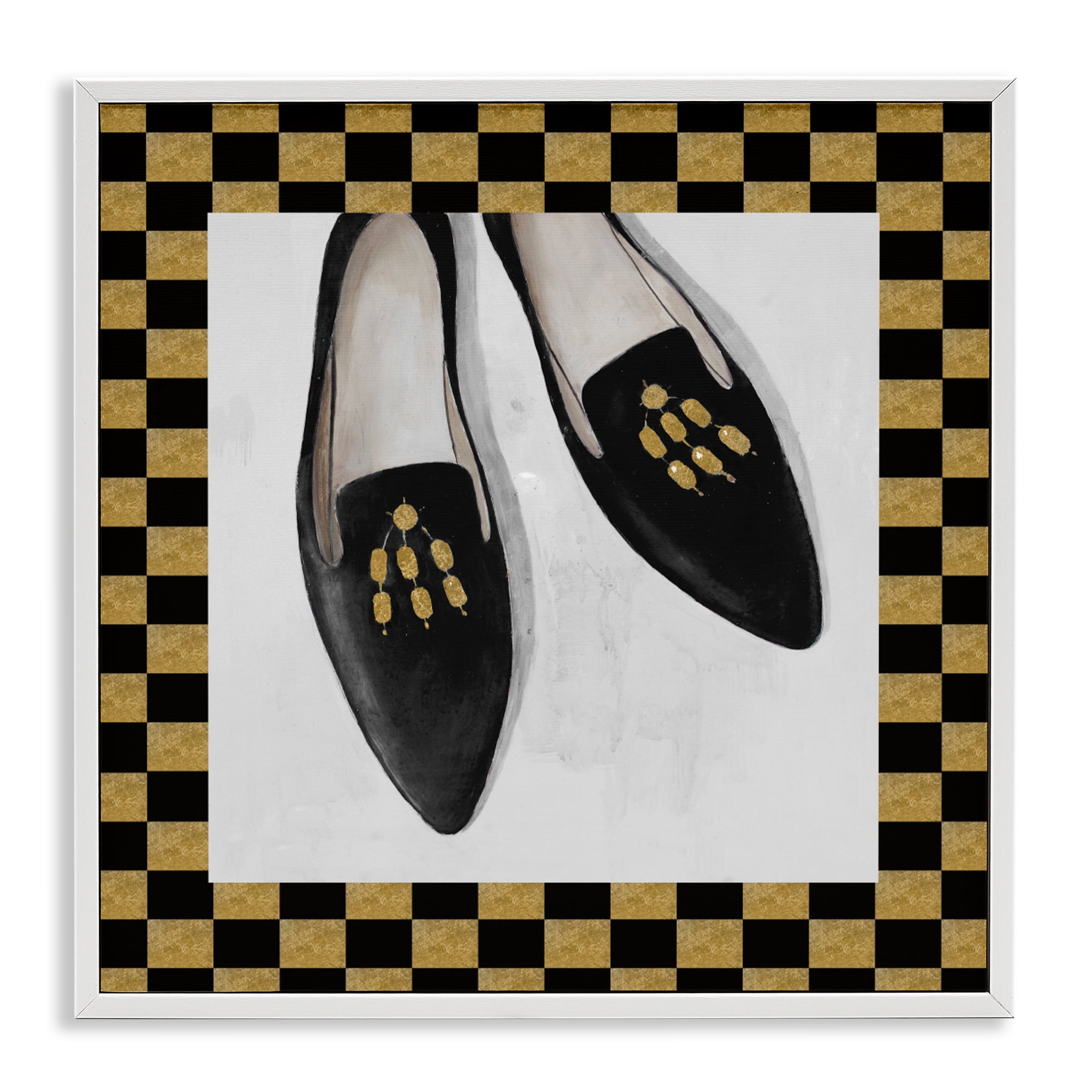 Stupell Industries Luxe Black Flats White Framed Giclee Art, design by Lorenzo Collective