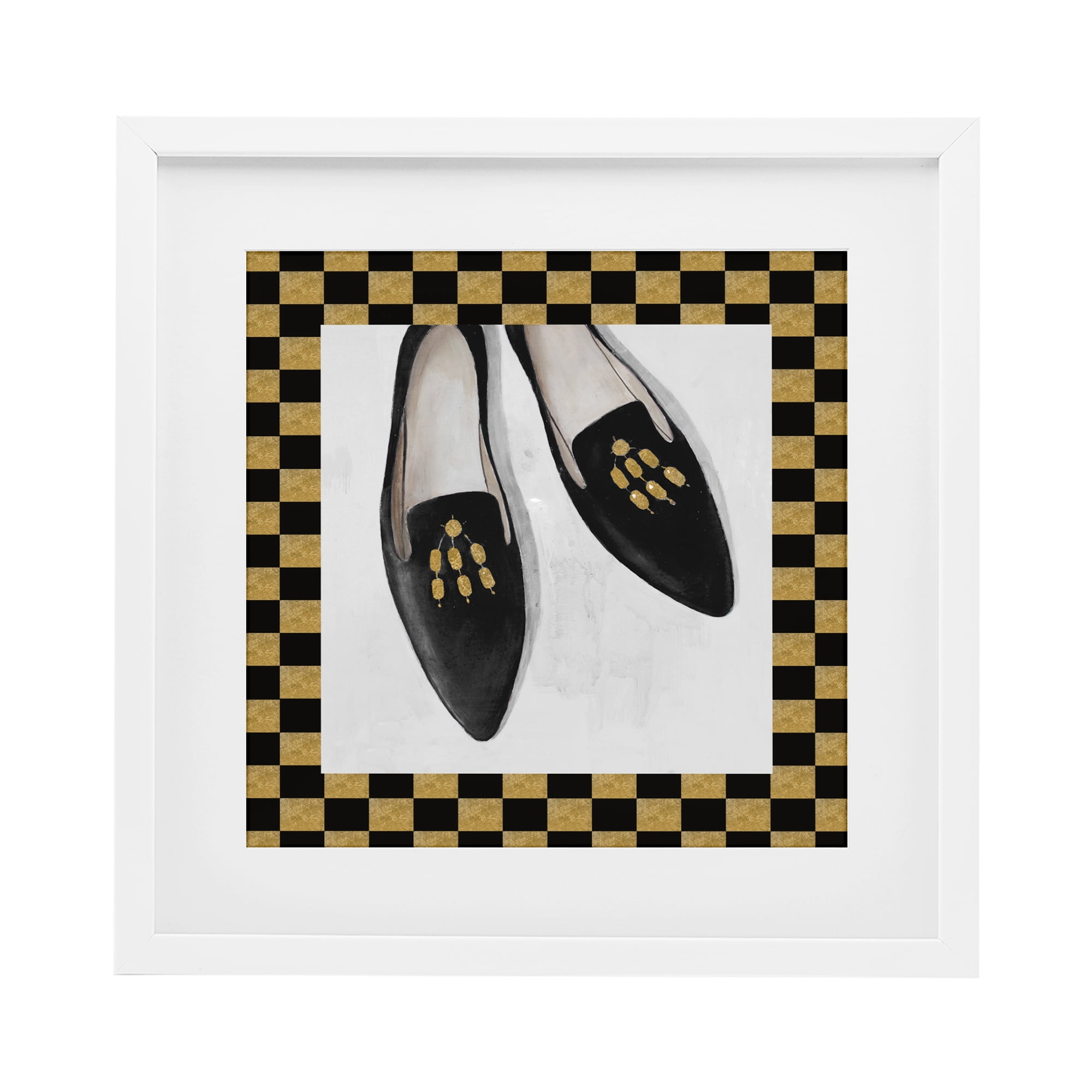Stupell Industries Luxe Black Flats White Framed Print Under Glass, design by Lorenzo Collective