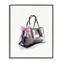 Stupell Industries Luxe Purse with Ribbon Fashion Painting Black Framed Art Print Wall Art, 11 x 14
