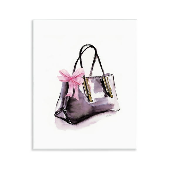 Stupell Industries Luxe Purse with Ribbon Fashion Painting Unframed Art Print Wall Art, 11 x 14
