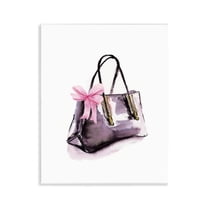 Stupell Industries Luxe Purse with Ribbon Fashion Painting Unframed Art Print Wall Art, 11 x 14
