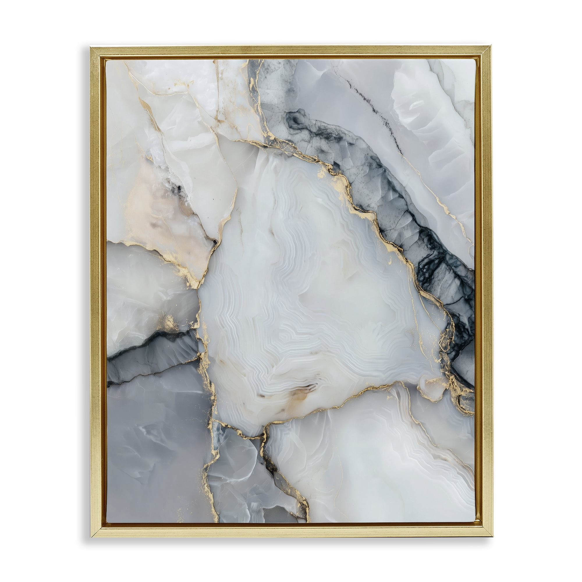 Stupell Industries Luxe Stone Geode Gold Framed Floater Canvas Wall Art, design by Svetlana Aleynikova