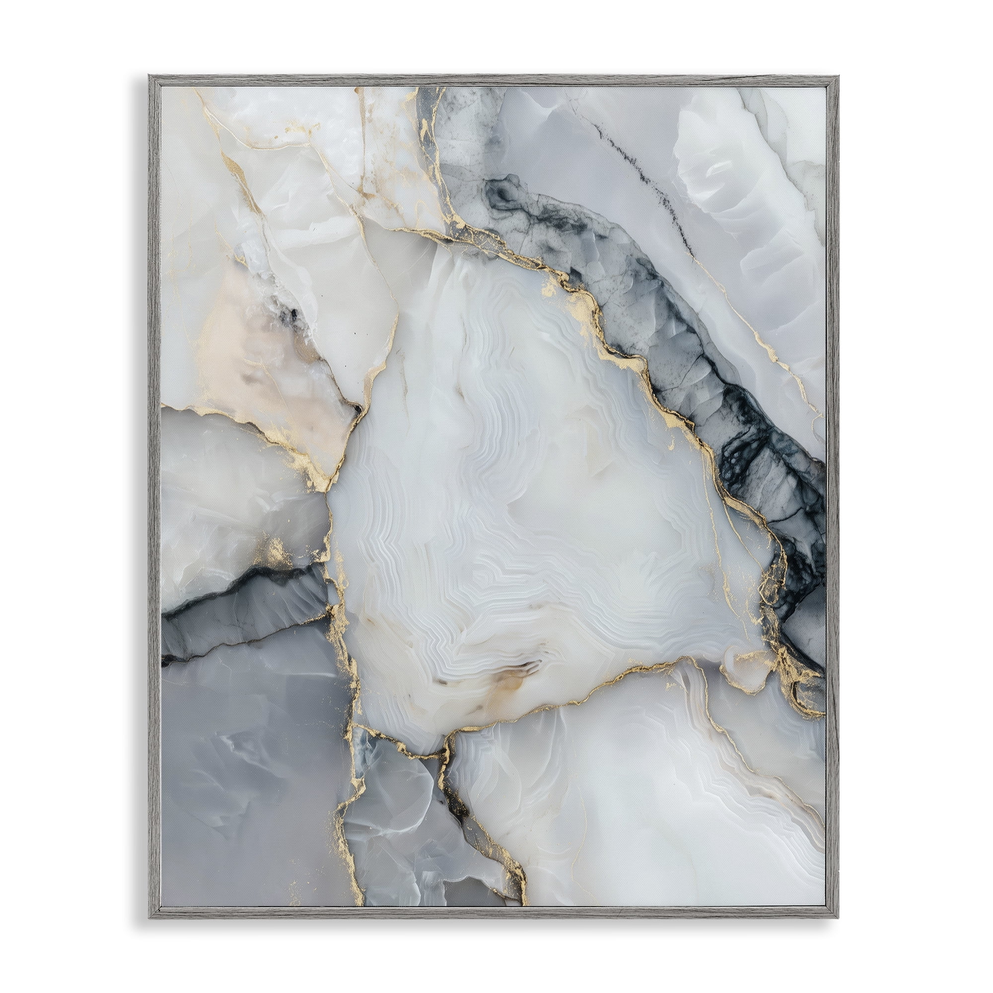 Stupell Industries Luxe Stone Geode Gray Framed Giclee Art, design by Svetlana Aleynikova