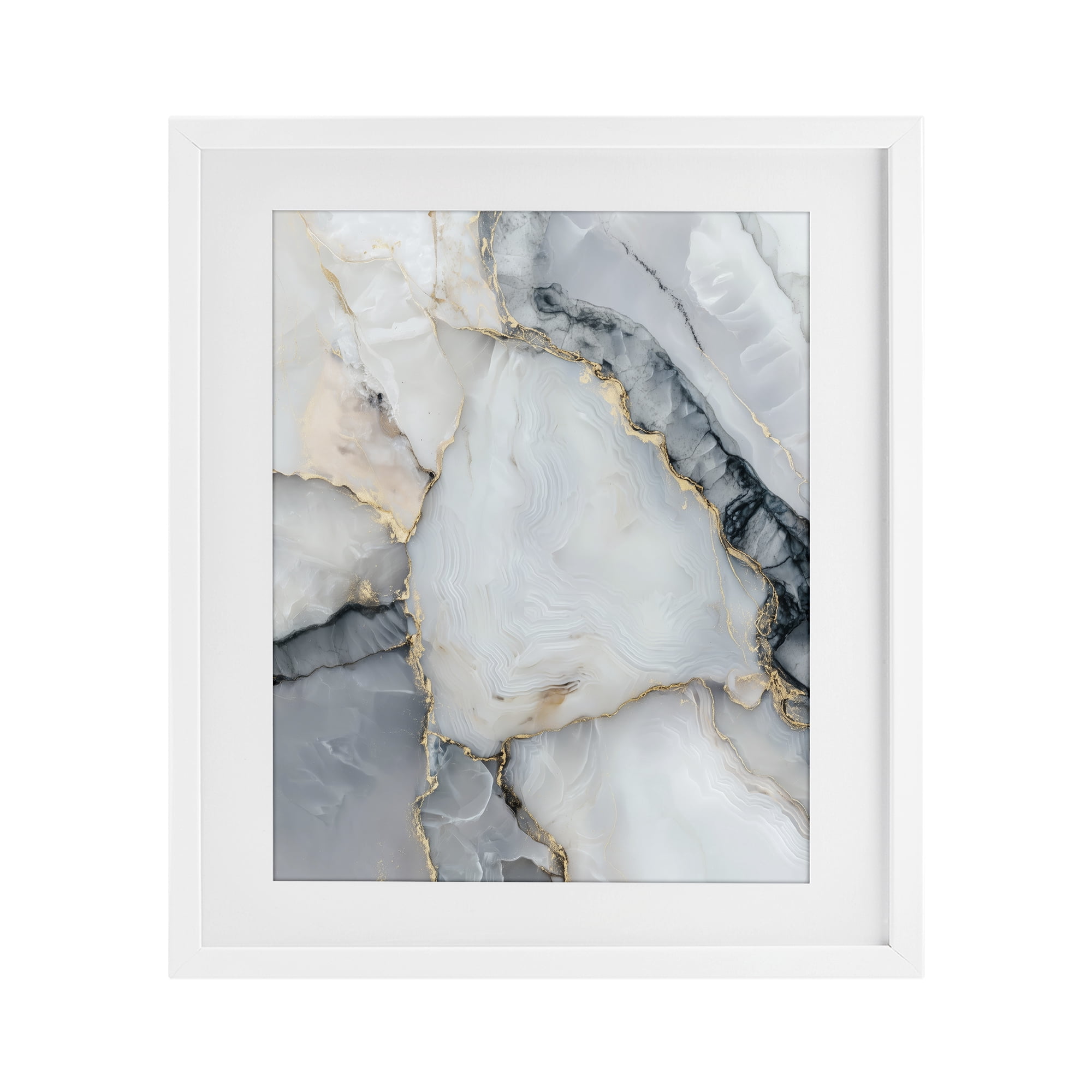 Stupell Industries Luxe Stone Geode White Framed Print Under Glass, design by Svetlana Aleynikova