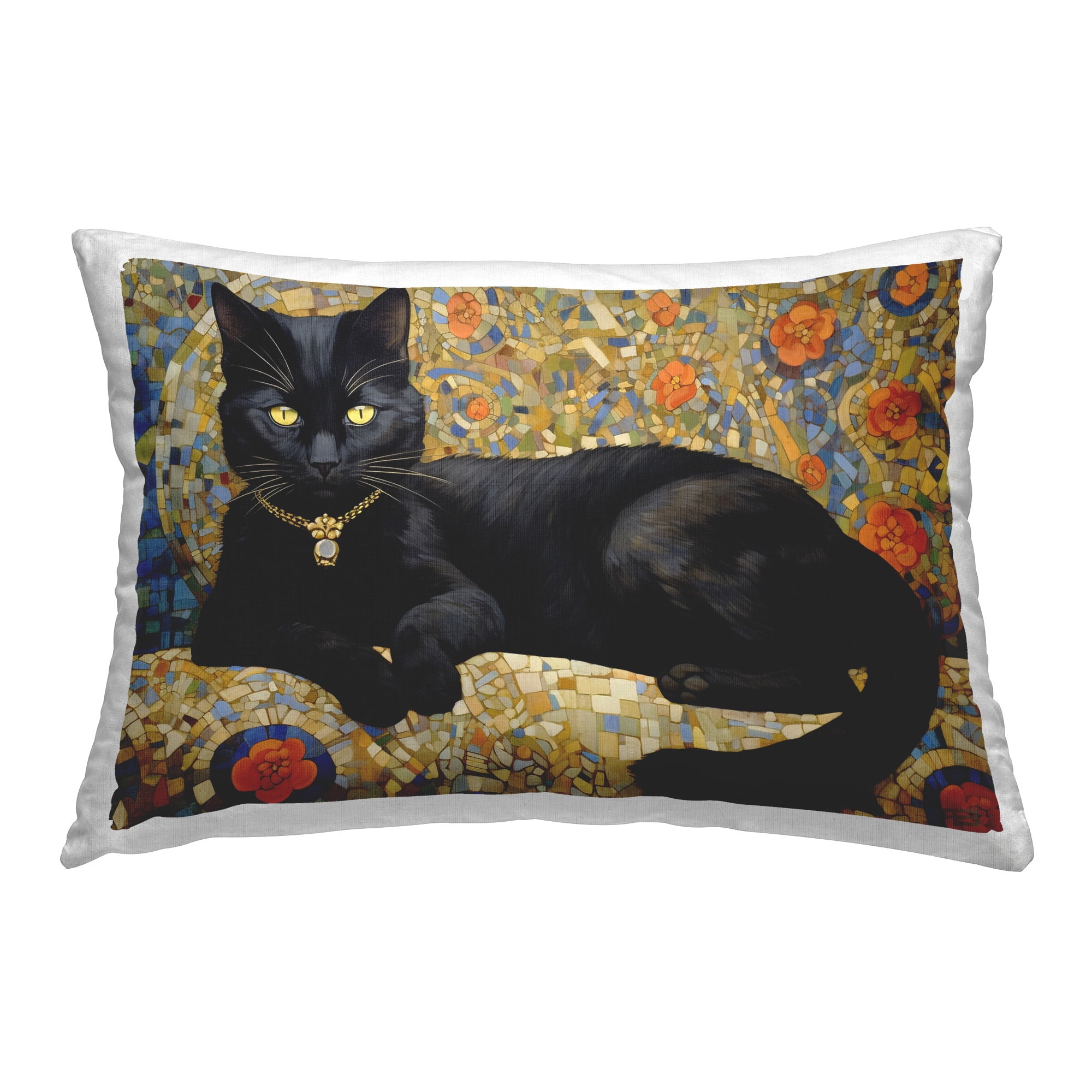 Stupell Industries Luxurious Black Cat Decorative Printed Throw Pillow Design by RB