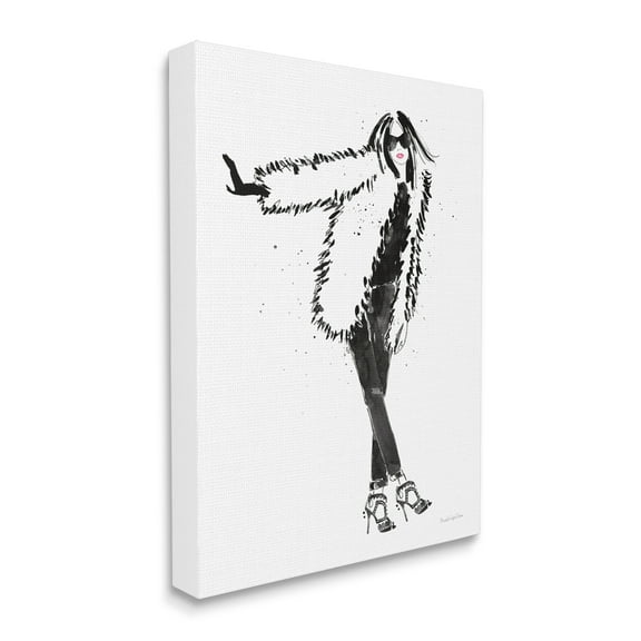 Stupell Industries Luxurious Fashionista Sassy Glam Pose Fur Coat Canvas Wall Art, 24 x 30, Design by Mercedes Lopez Charro