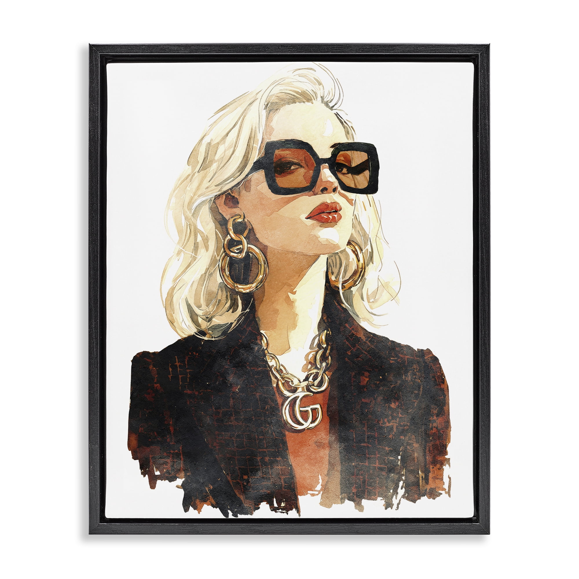 Stupell Industries Luxurious Gilded Gaze Black Framed Floater Canvas Wall Art, design by Svetlana Aleynikova