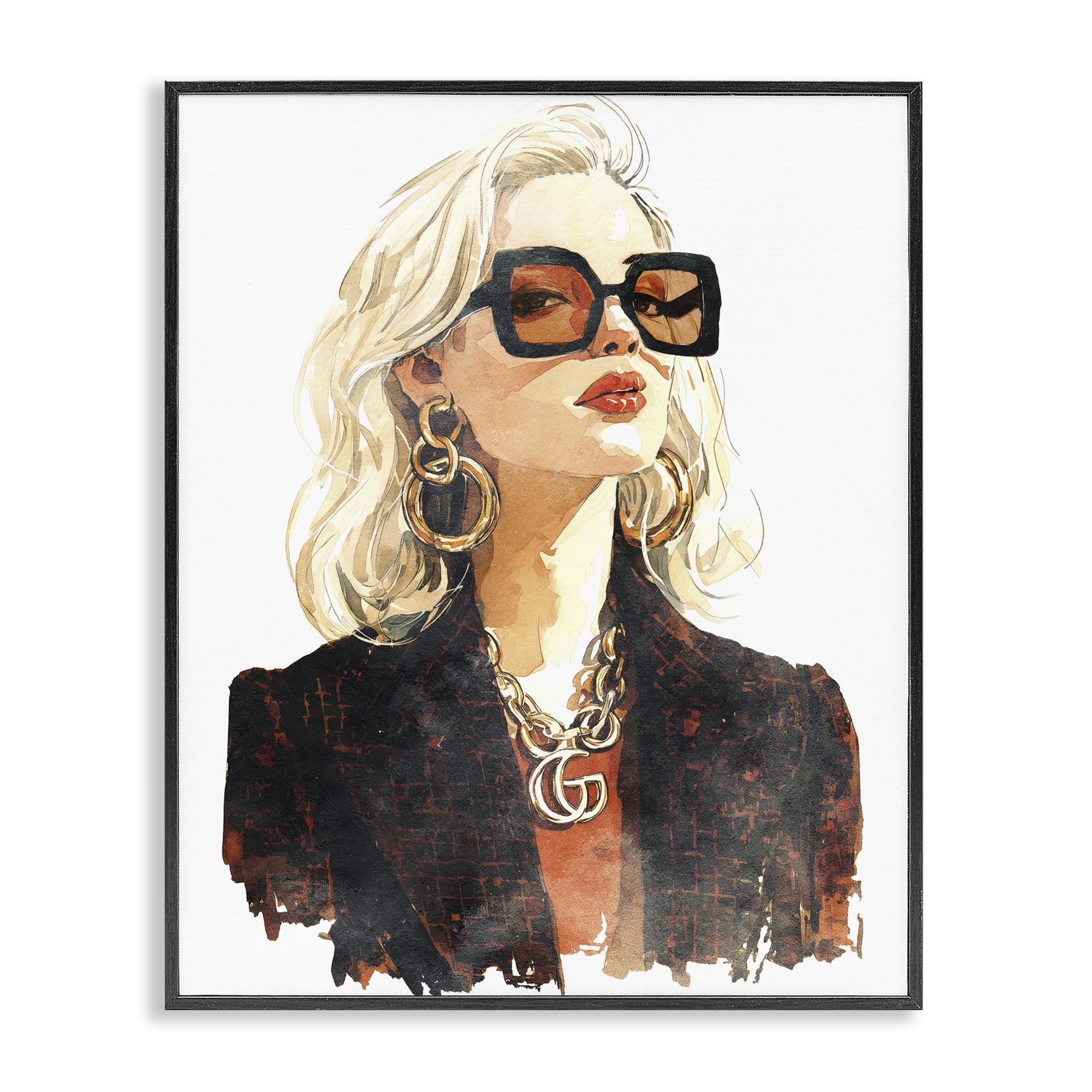 Stupell Industries Luxurious Gilded Gaze Black Framed Giclee Art, design by Svetlana Aleynikova