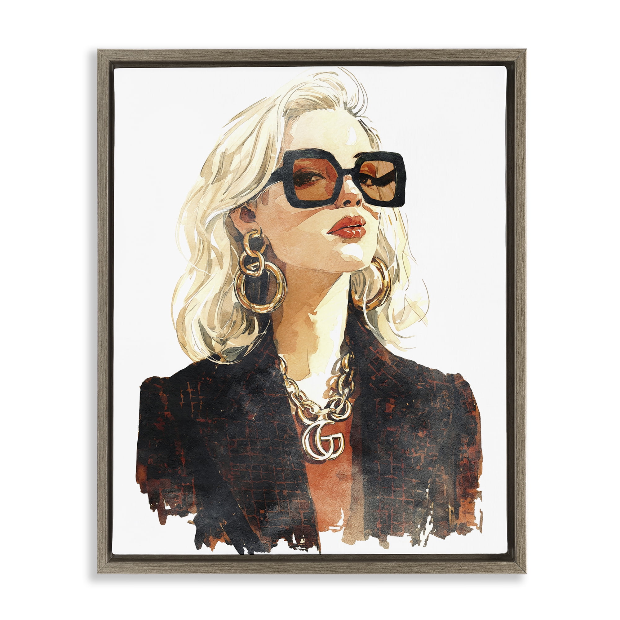 Stupell Industries Luxurious Gilded Gaze Brown Framed Floater Canvas Wall Art, design by Svetlana Aleynikova