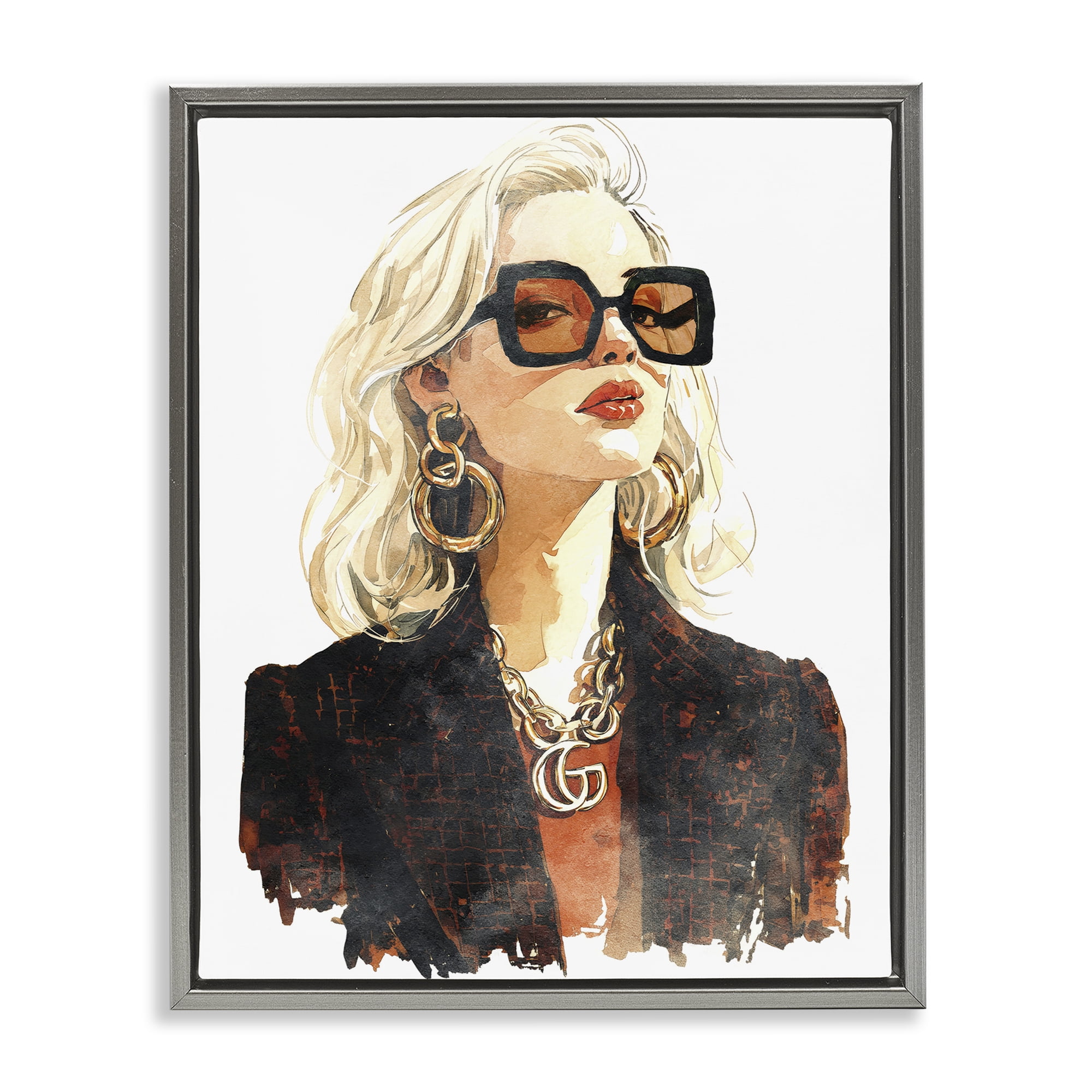 Stupell Industries Luxurious Gilded Gaze Gray Framed Floater Canvas Wall Art, design by Svetlana Aleynikova