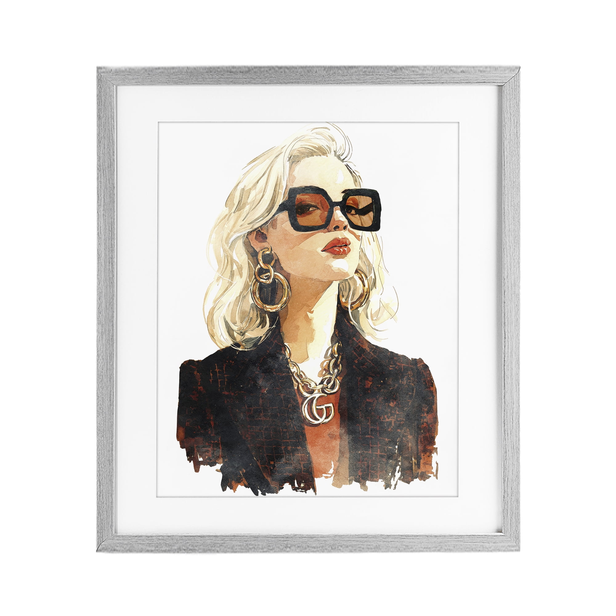 Stupell Industries Luxurious Gilded Gaze Gray Framed Print Under Glass, design by Svetlana Aleynikova
