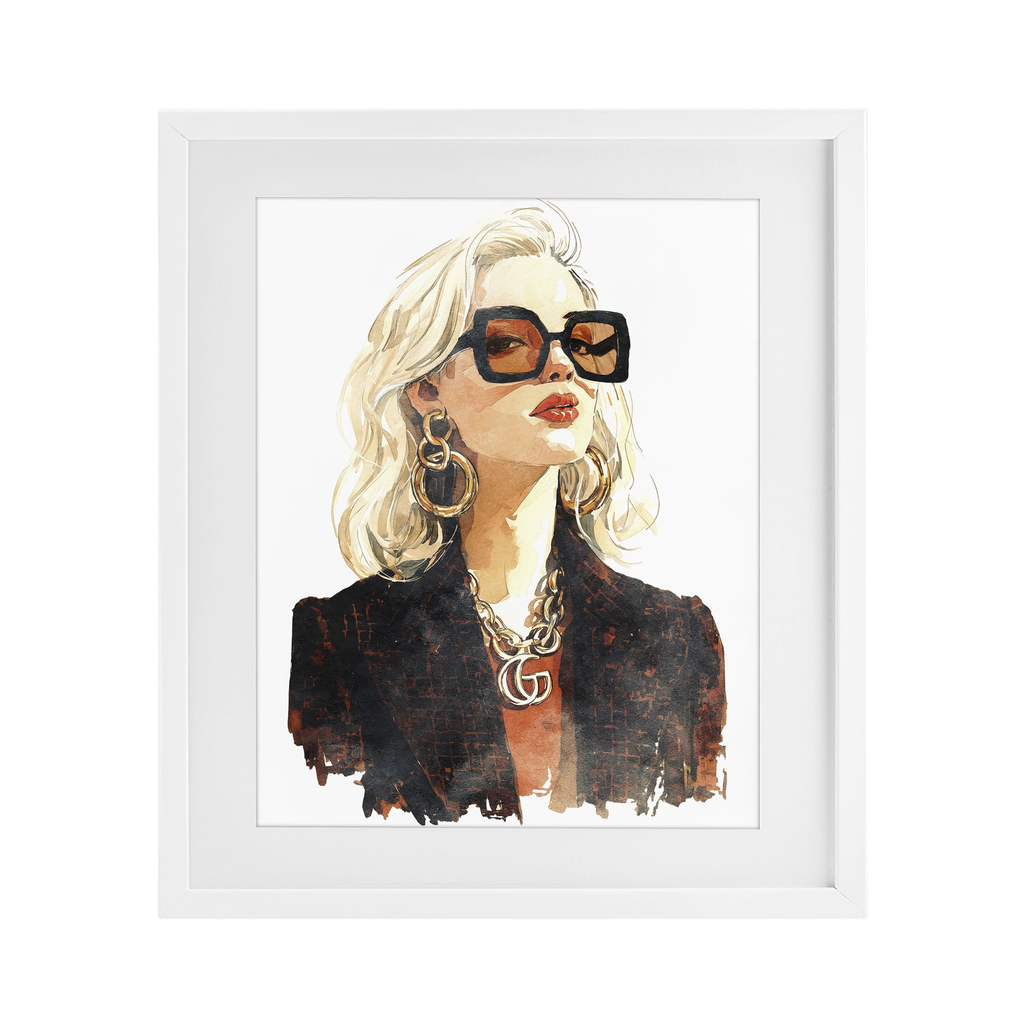 Stupell Industries Luxurious Gilded Gaze White Framed Print Under Glass, design by Svetlana Aleynikova