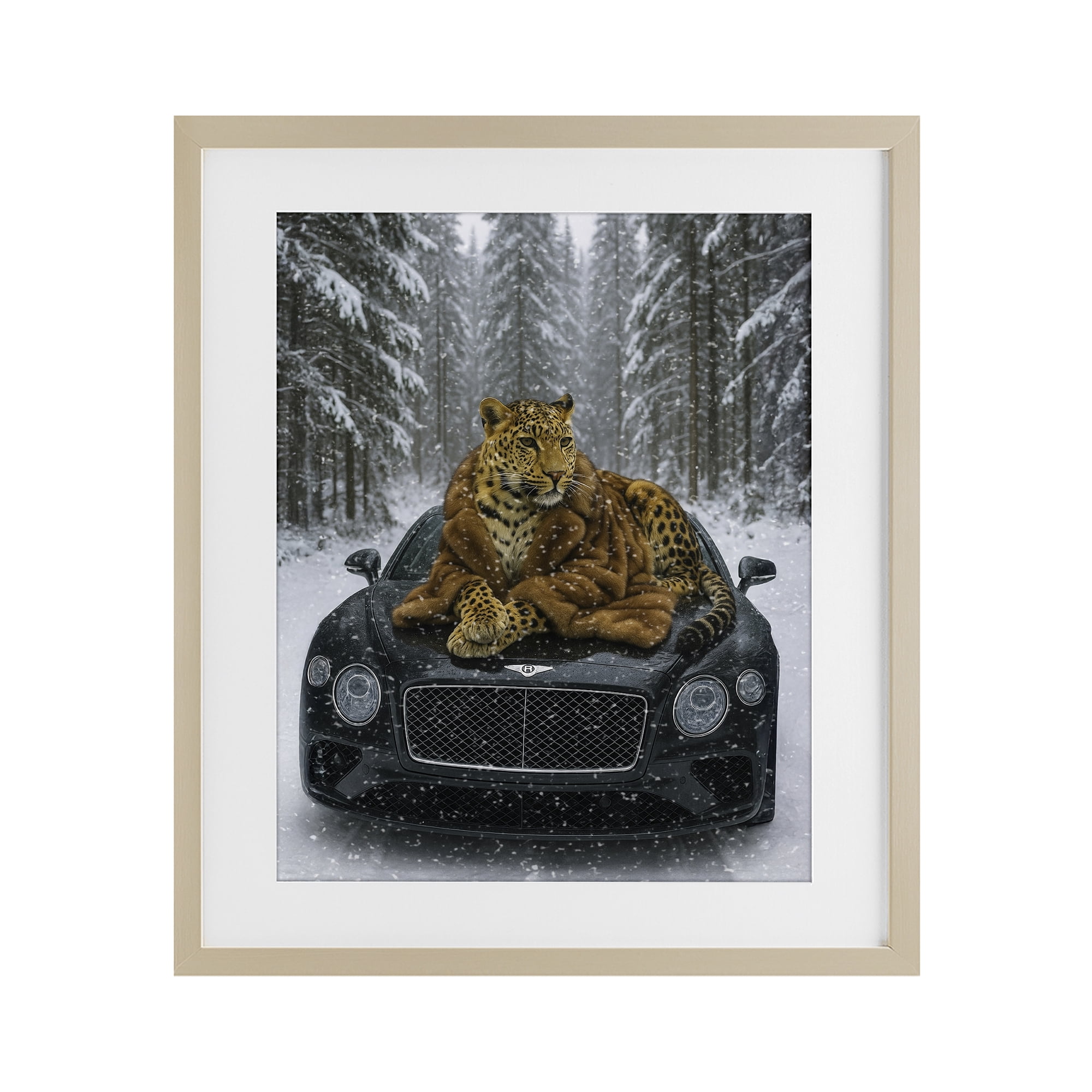 Stupell Industries Luxurious Leopard Winter Woods Birch Framed Print Under Glass, design by Grotto Studios