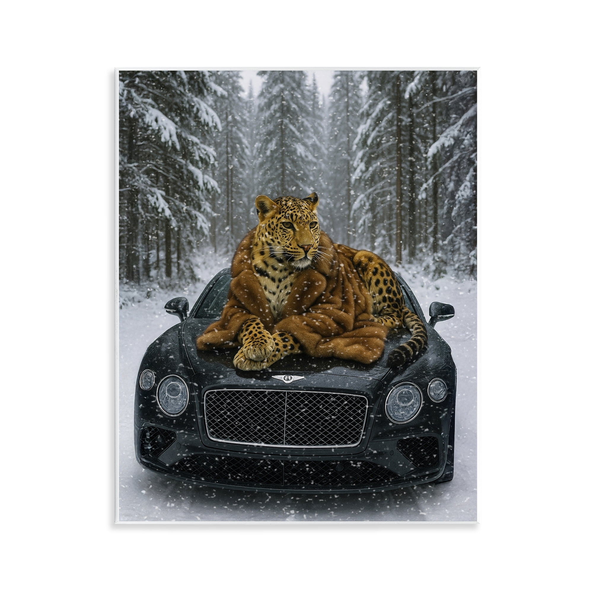 Stupell Industries Luxurious Leopard Winter Woods Wall Plaque Art, design by Grotto Studios