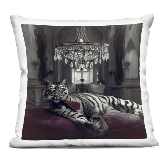 Stupell Industries Luxurious Tiger with Chandelier Decorative Printed Throw Pillow design by Sophie 6, 18 x 7 x 18