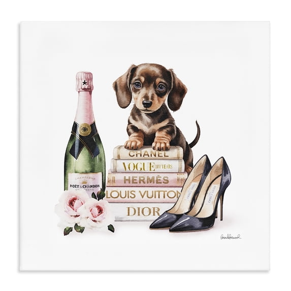 Stupell Industries Art Deco Luxury Books & Puppy Canvas Art, 17 x 17, by Amanda Greenwood