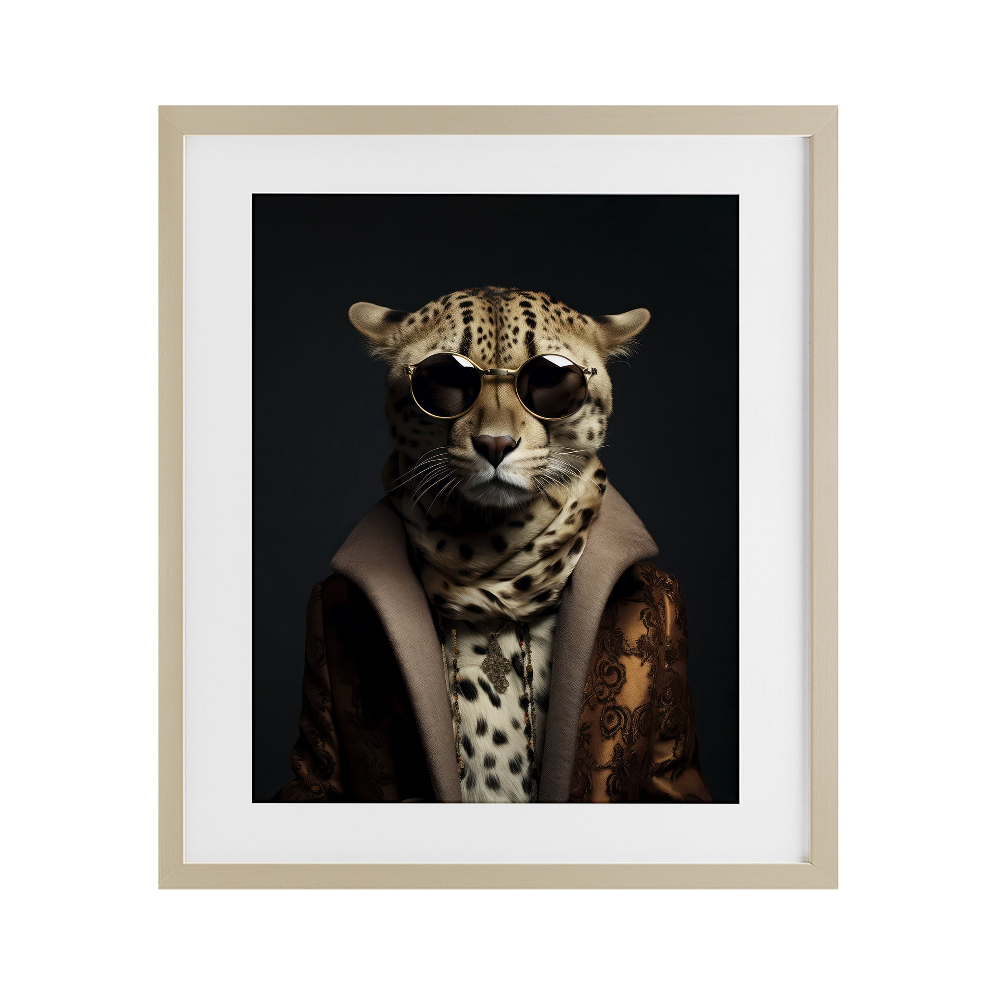Stupell Industries Luxury Cat Couture Birch Framed Print Under Glass, design by Andrea Haase