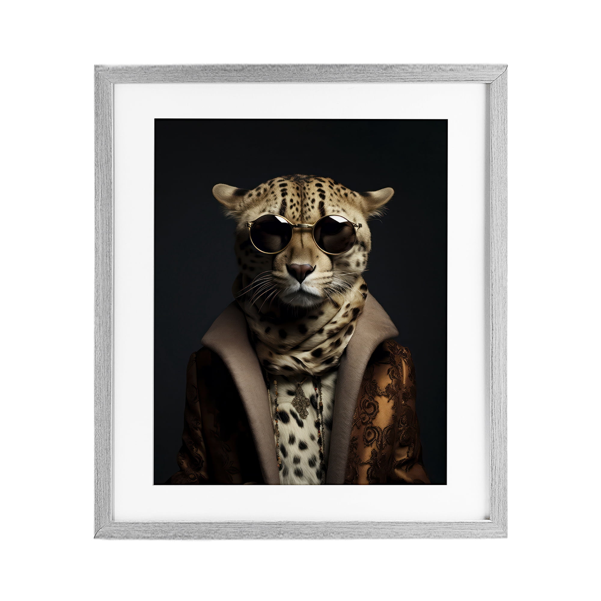 Stupell Industries Luxury Cat Couture Gray Framed Print Under Glass, design by Andrea Haase