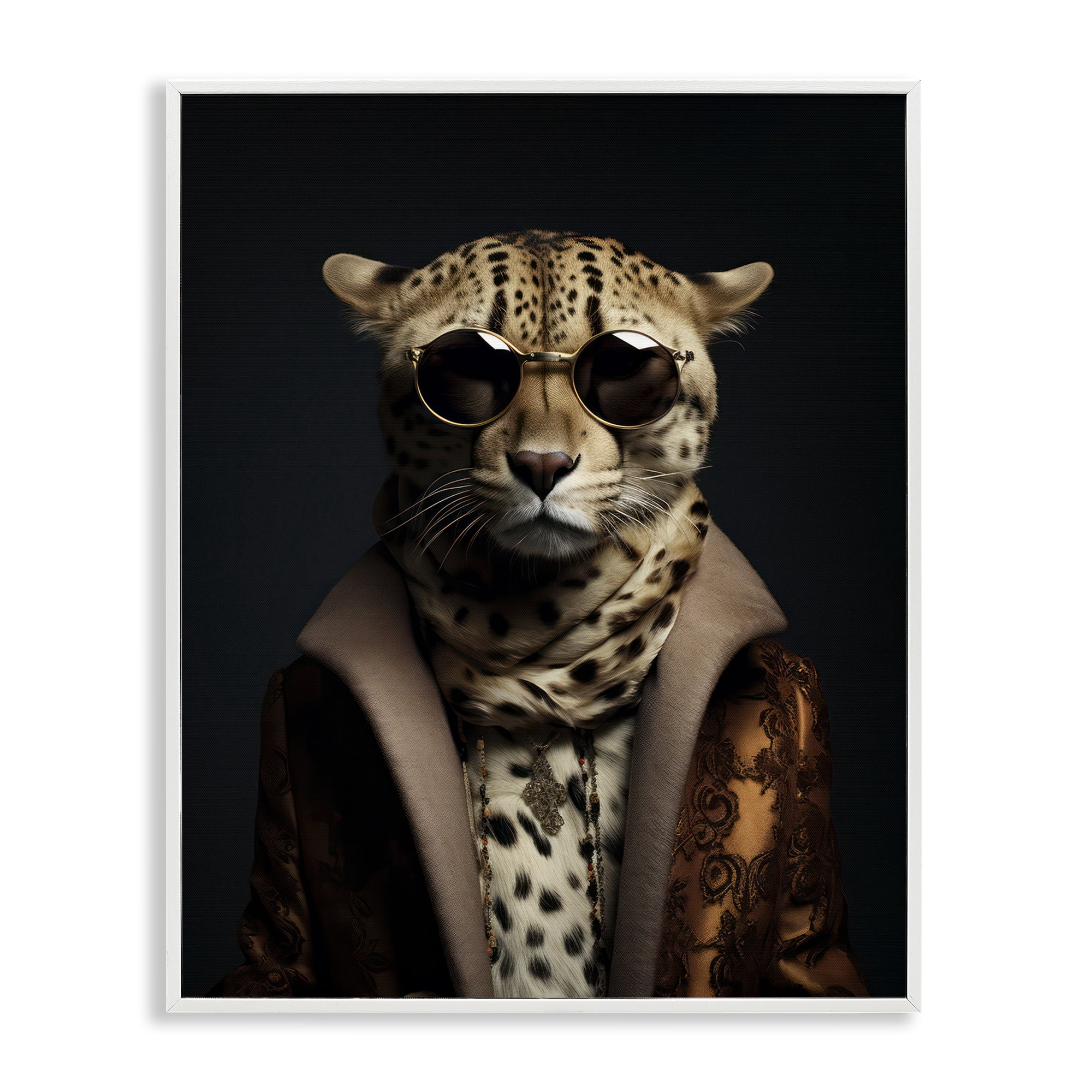 Stupell Industries Luxury Cat Couture White Framed Giclee Art, design by Andrea Haase