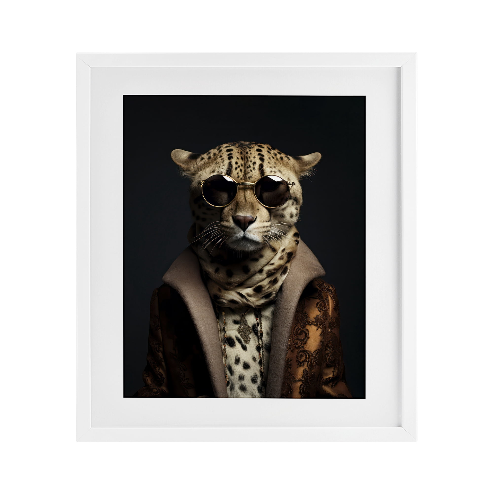 Stupell Industries Luxury Cat Couture White Framed Print Under Glass, design by Andrea Haase