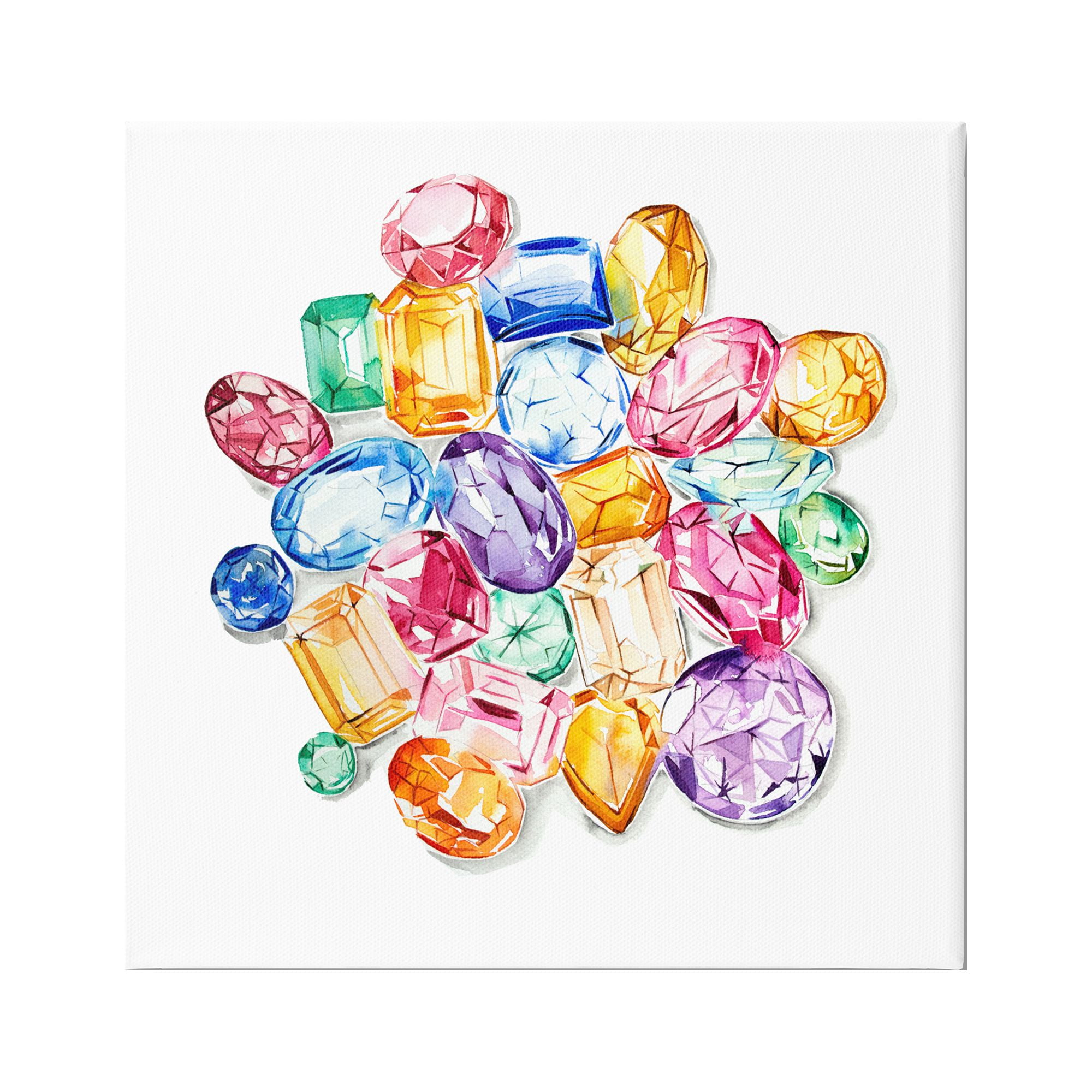 Stupell Industries Luxury Fashion Gemstones Abstract Painting Gallery Wrapped Canvas Print Wall Art, 36 x 36