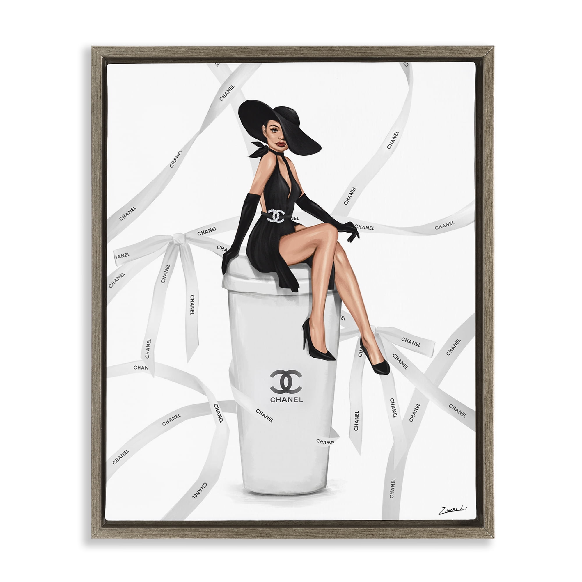 Stupell Industries Luxury Fashion Woman Beauty & Fashion Painting Brown Floater Framed Art Print Wall Art, 17 x 21