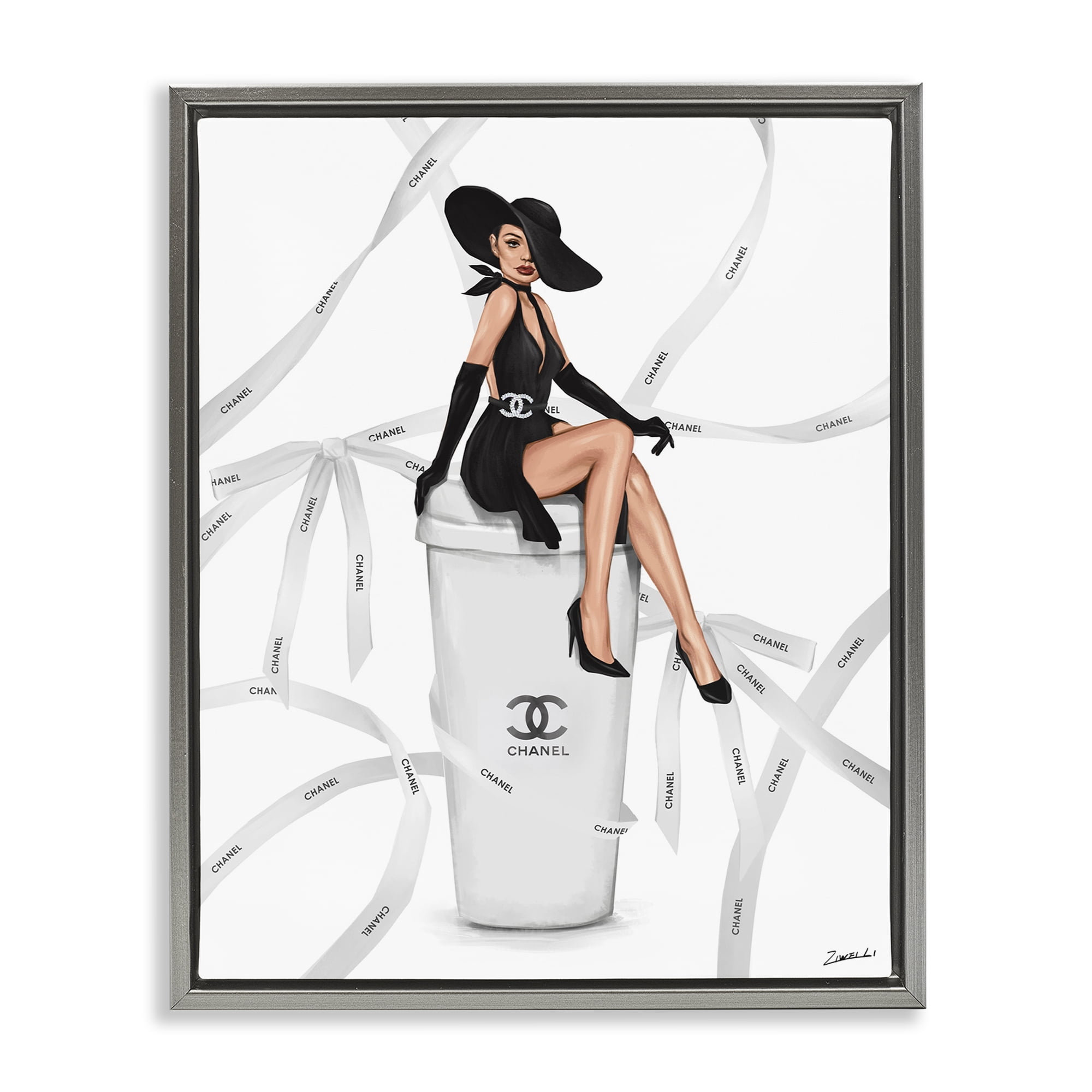 Stupell Industries Luxury Fashion Woman Beauty & Fashion Painting Gray Floater Framed Art Print Wall Art, 25 x 31