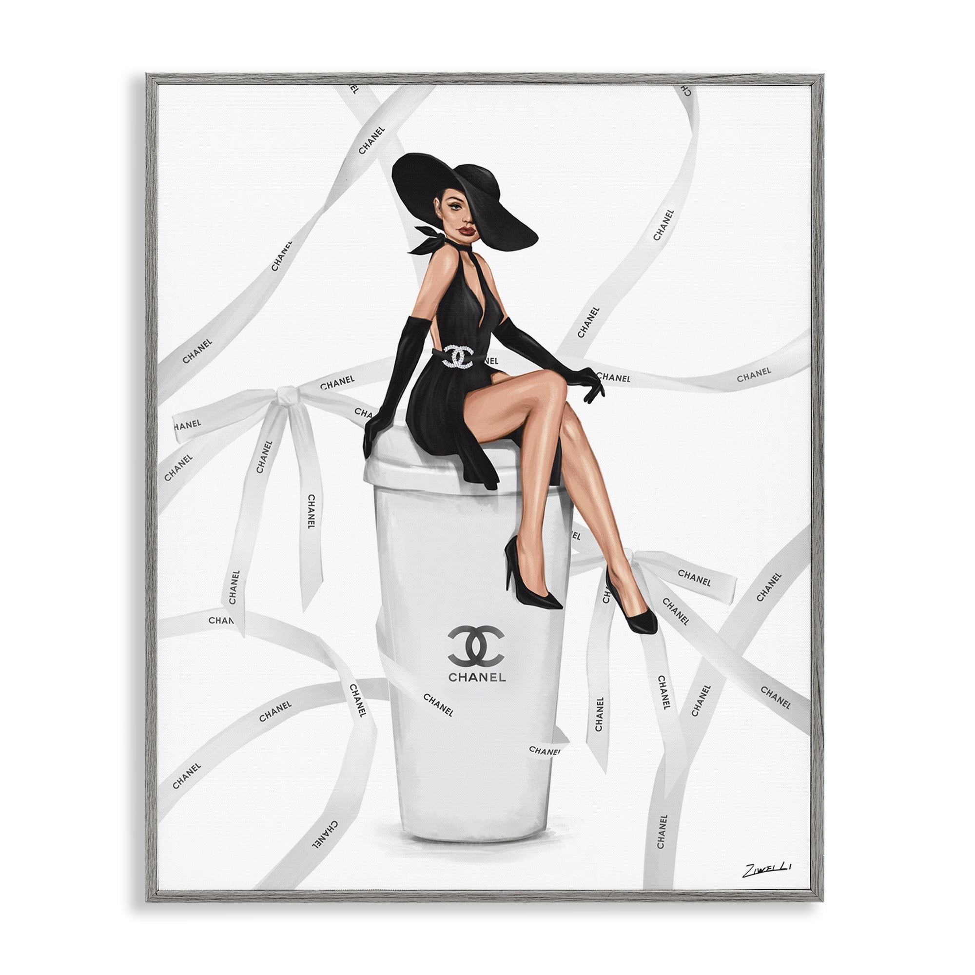 Stupell Industries Luxury Fashion Woman Beauty & Fashion Painting Gray Framed Art Print Wall Art, 16 x 20