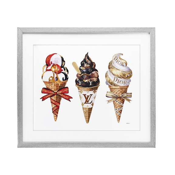 Stupell Industries Luxury Gourmet Ice Cream Gray Framed Print Under Glass design by Amanda Greenwood, 13 x 16