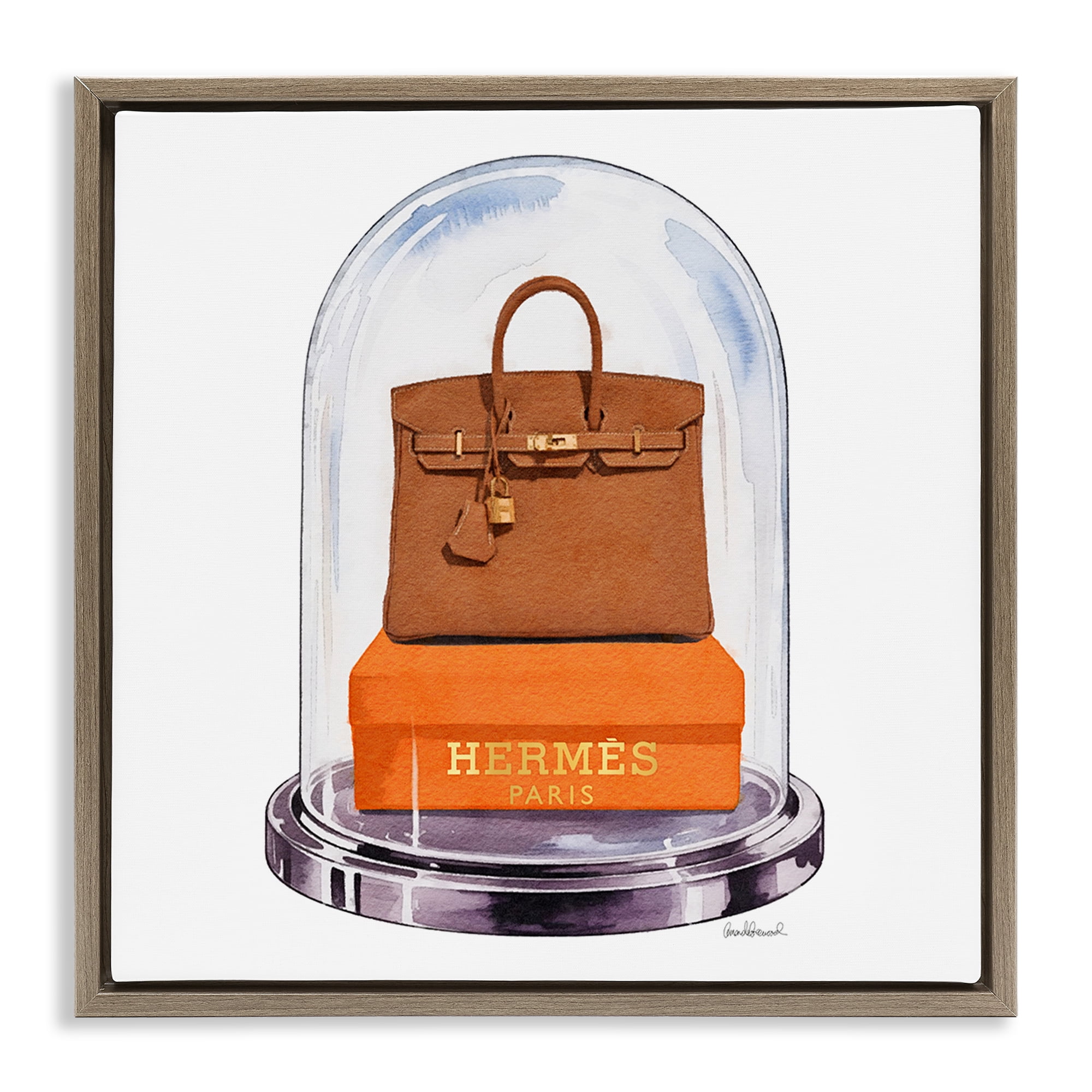Stupell Industries Luxury Handbag Dome Brown Framed Floater Canvas Wall Art, design by Amanda Greenwood