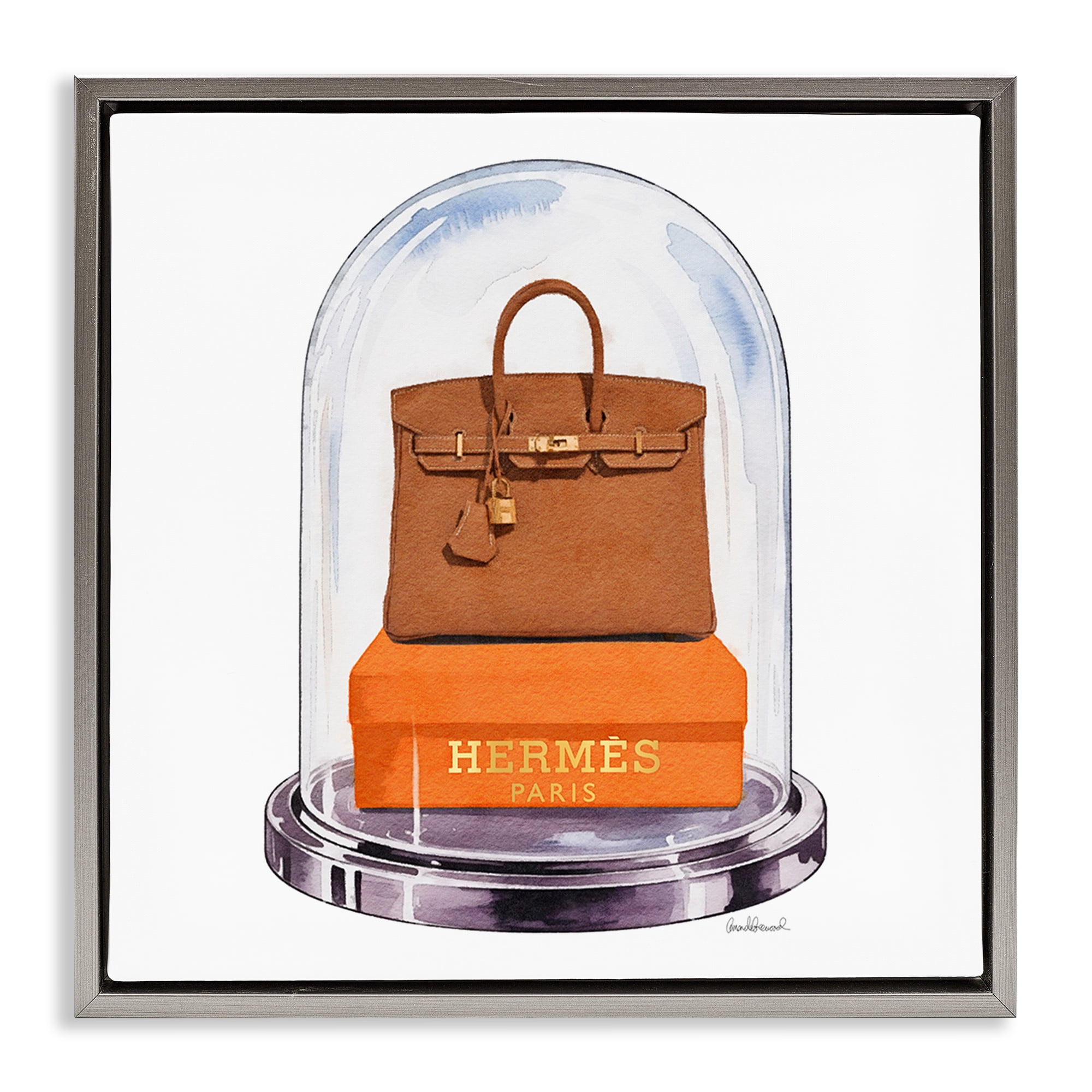 Stupell Industries Luxury Handbag Dome Gray Framed Floater Canvas Wall Art, design by Amanda Greenwood