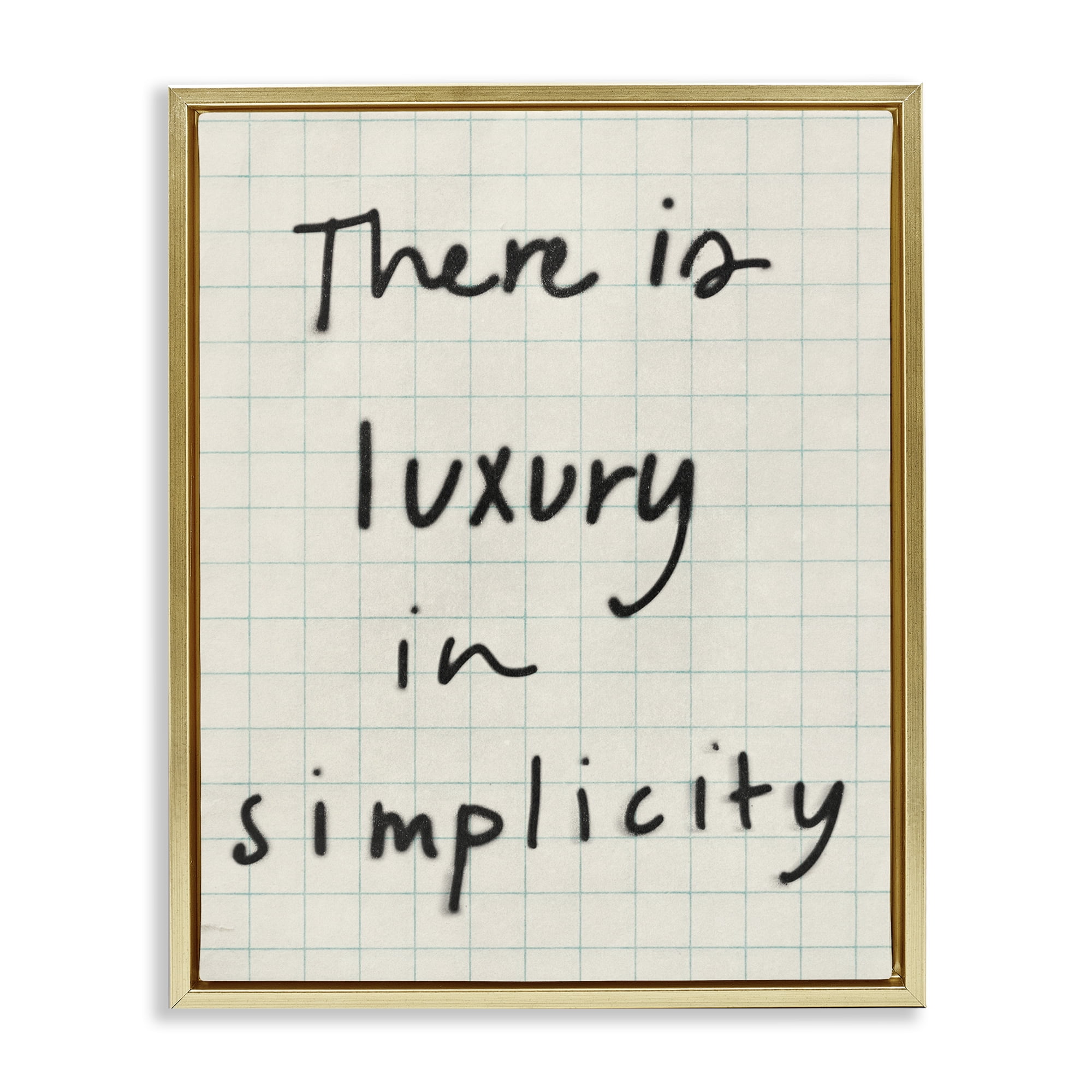 Stupell Industries Luxury In Simplicity Scrawl Gold Framed Floater Canvas Wall Art, design by Victoria Barnes