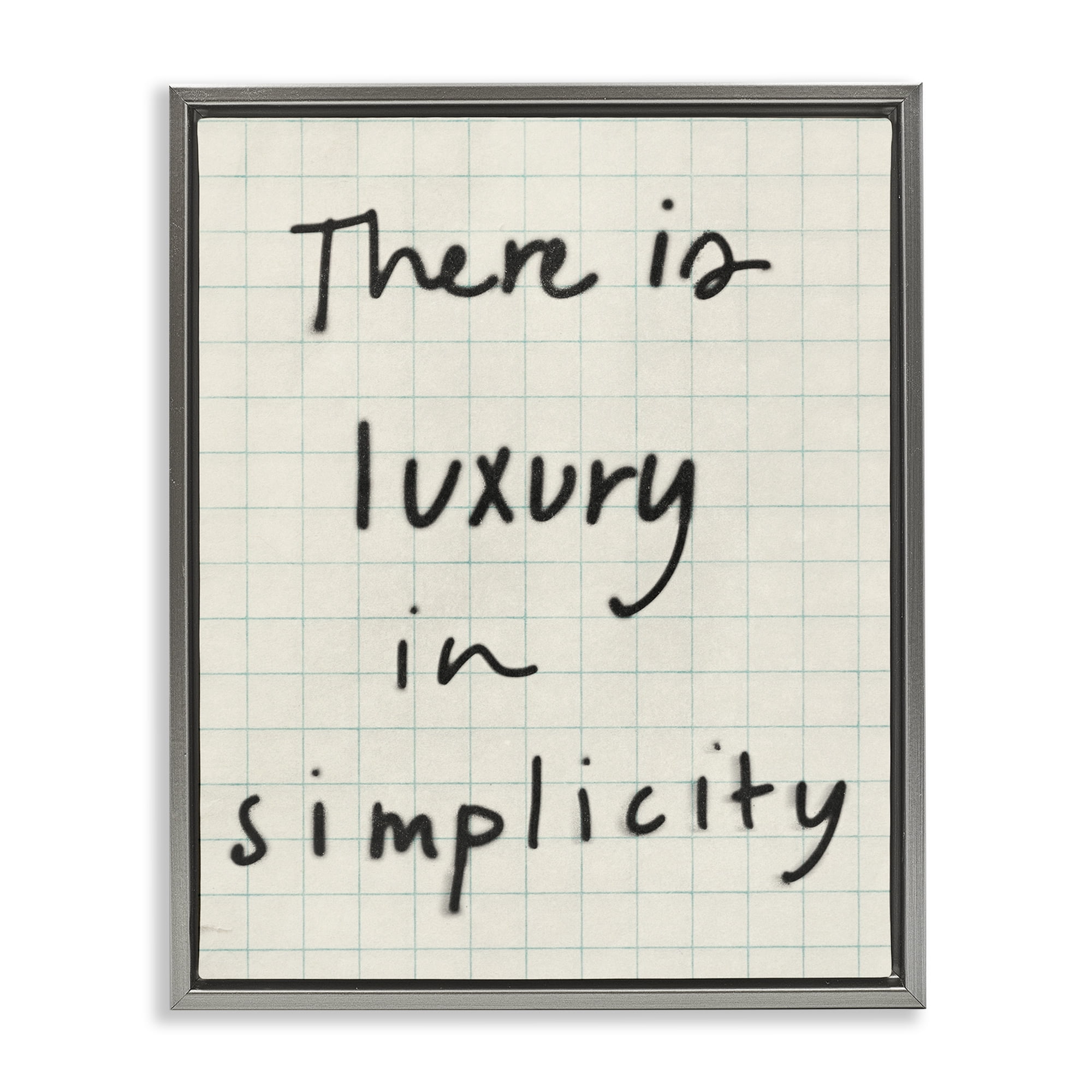 Stupell Industries Luxury In Simplicity Scrawl Gray Framed Floater Canvas Wall Art, design by Victoria Barnes