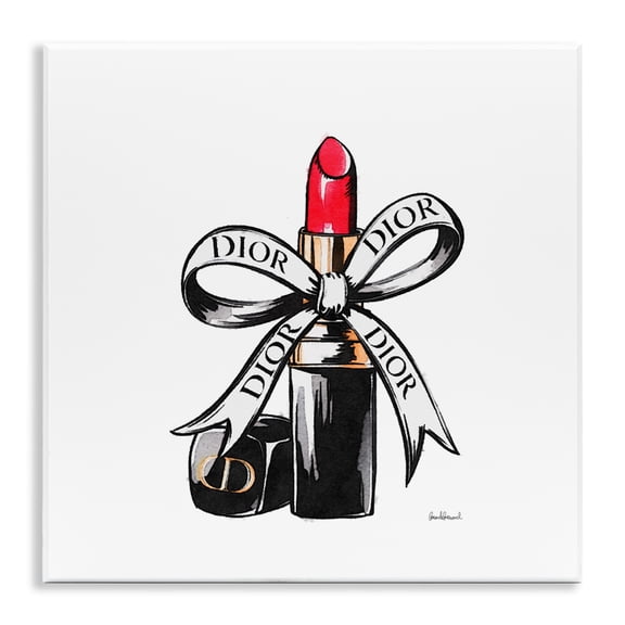 Stupell Industries Luxury Lipstick Ribbon Wall Plaque Art design by Amanda Greenwood, 12 x 12