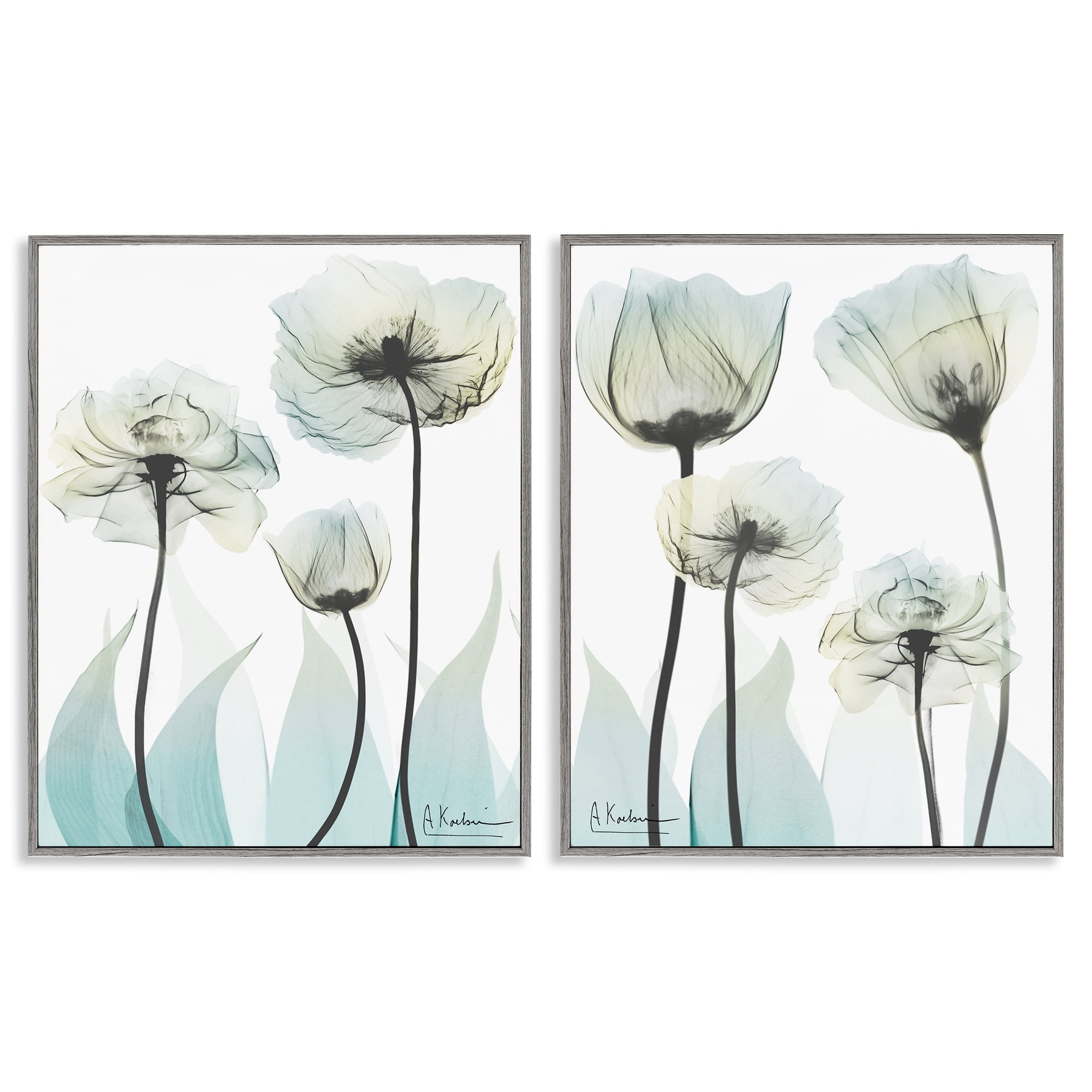 Stupell Industries Luxury Of Creation Flowers 2 Piece Gray Framed Giclee Art Set, design by Albert Koetsier