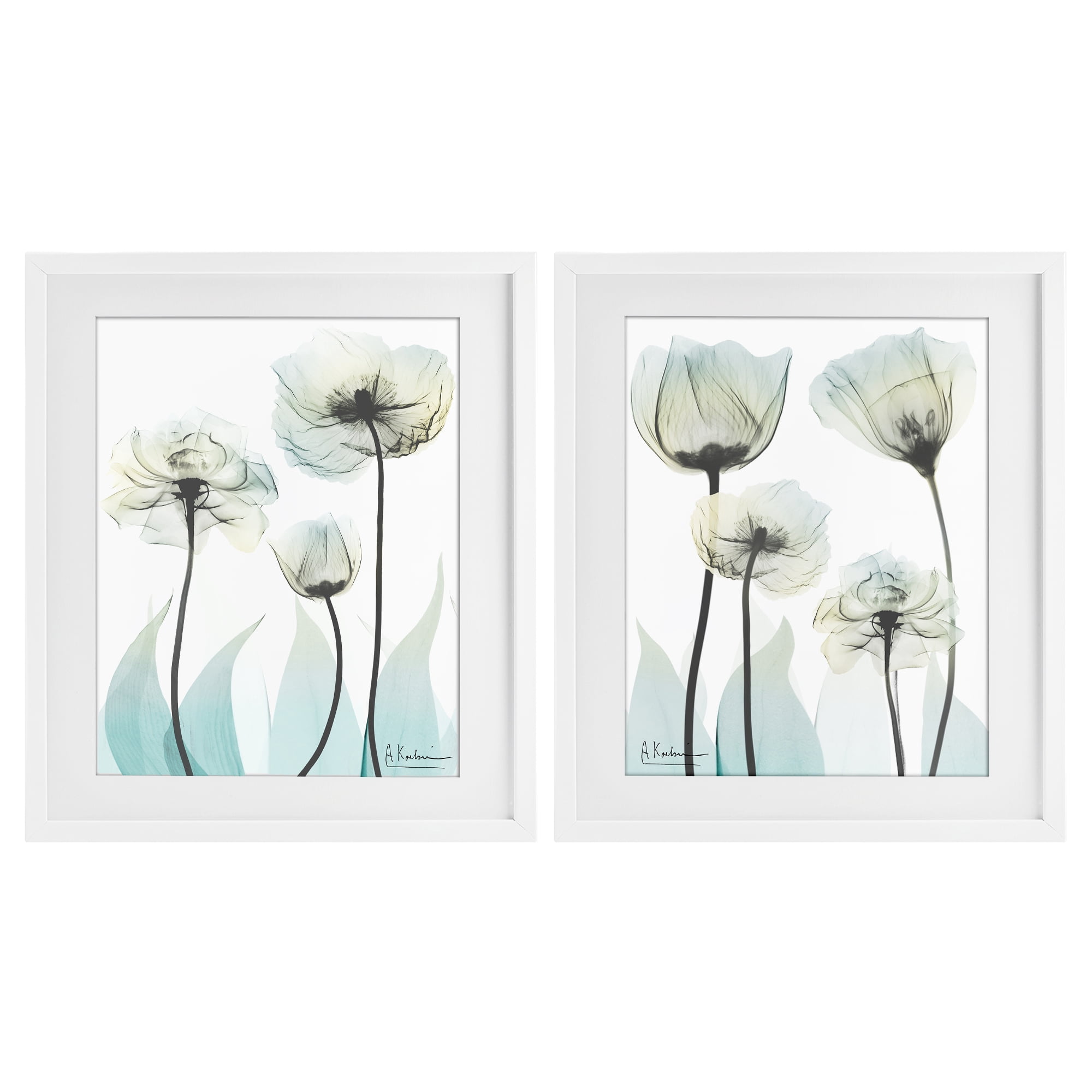 Stupell Industries Luxury Of Creation Flowers 2 Piece White Framed Print Under Glass Set, design by Albert Koetsier