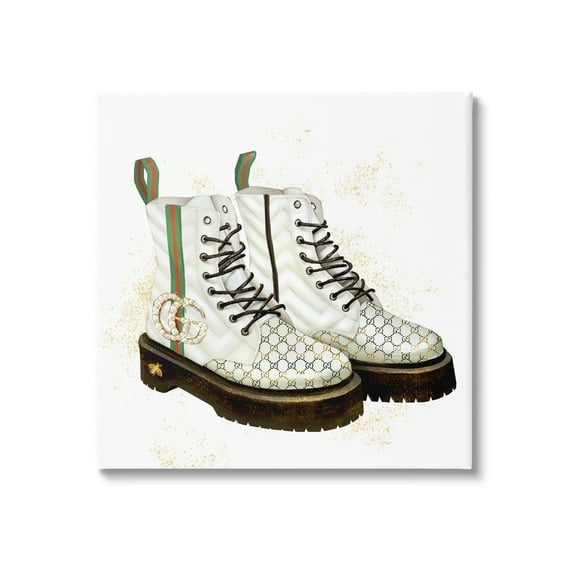 Stupell Industries Luxury Shoes Fashion Glam Gold Silver Diamond Pattern,17 x 17, Design by Ziwei Li