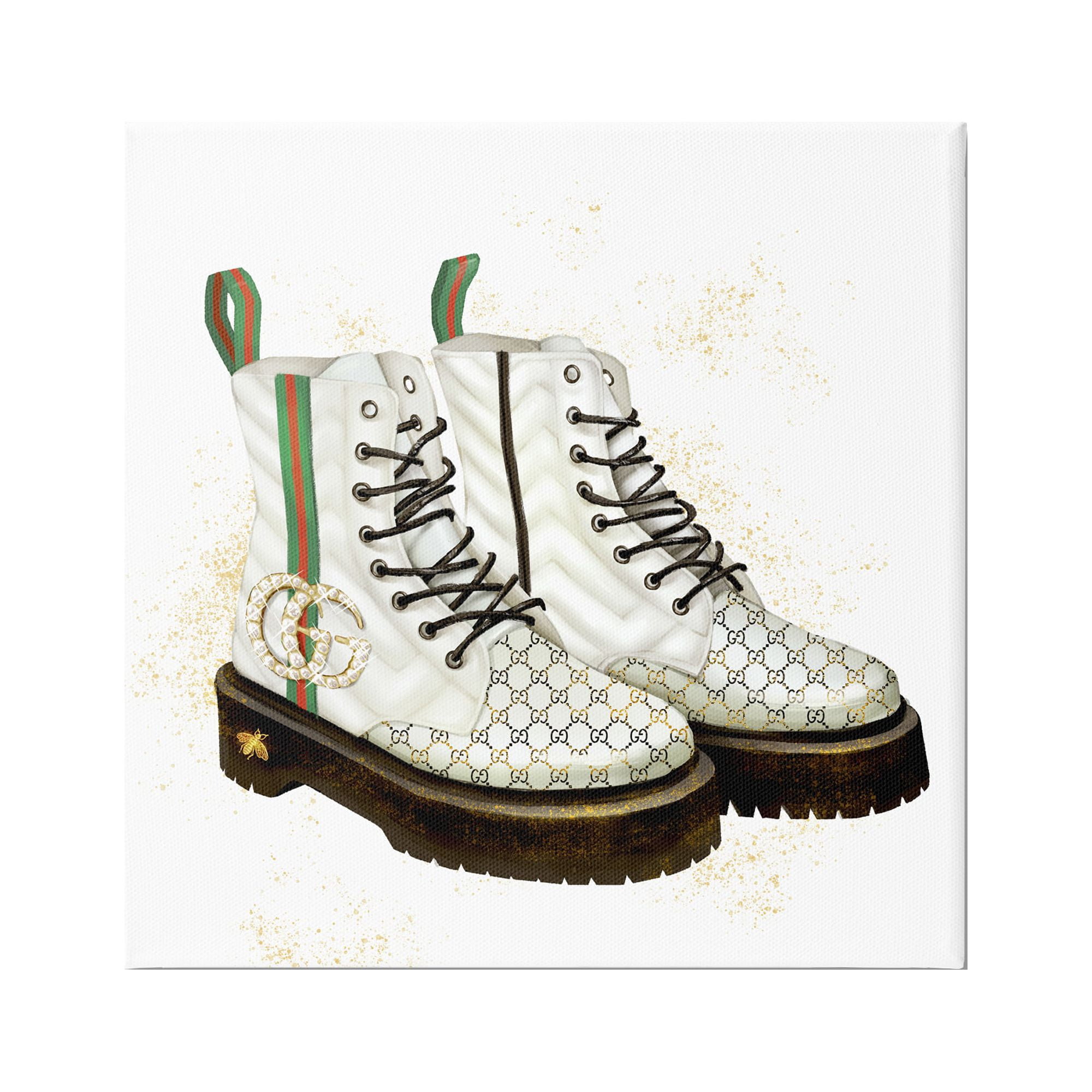 Stupell Industries Luxury Shoes Fashion Glam Gold Silver Diamond Pattern,36 x 36, Design by Ziwei Li