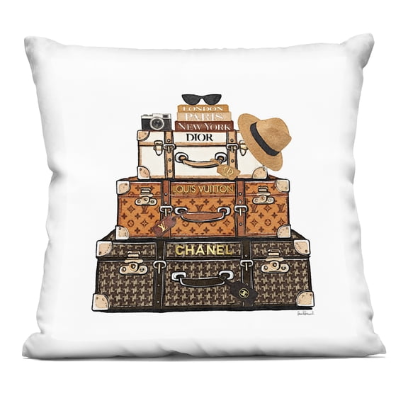 Stupell Industries Luxury Travel Luggages Decorative Printed Throw Pillow design by Amanda Greenwood, 18 x 7 x 18