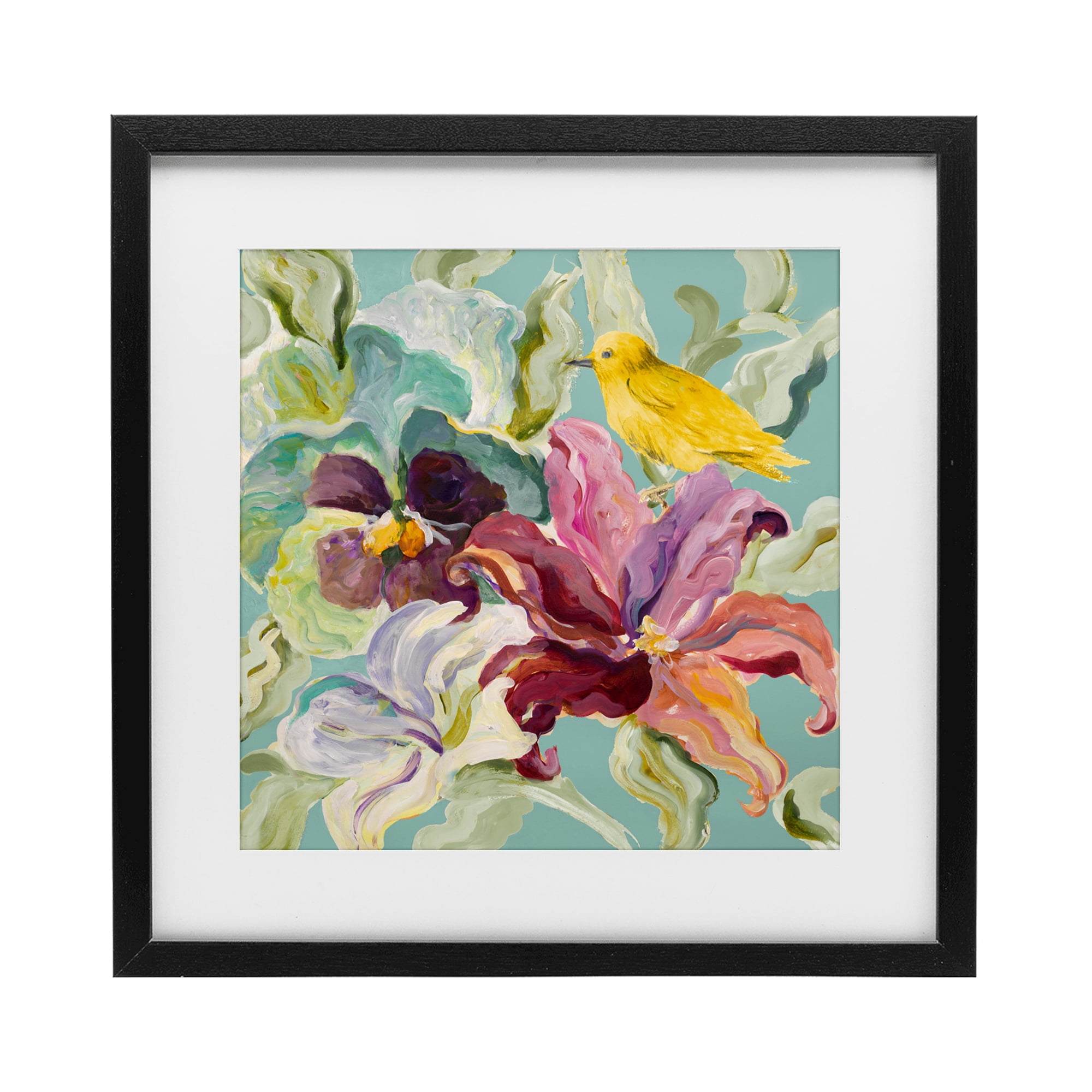 Stupell Industries Lyrical Garden Canary Black Framed Print Under Glass, design by Lanie Loreth