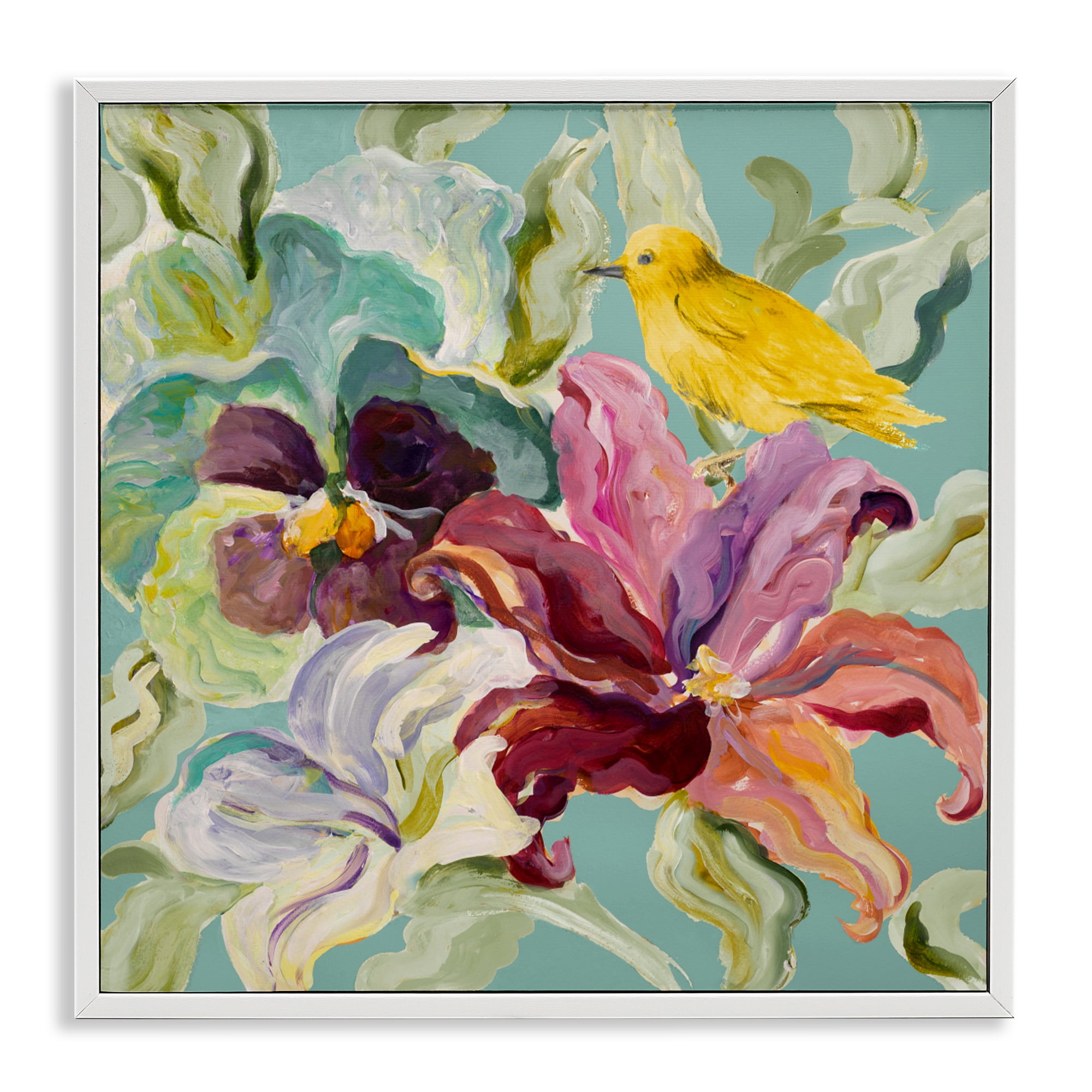 Stupell Industries Lyrical Garden Canary White Framed Giclee Art, design by Lanie Loreth