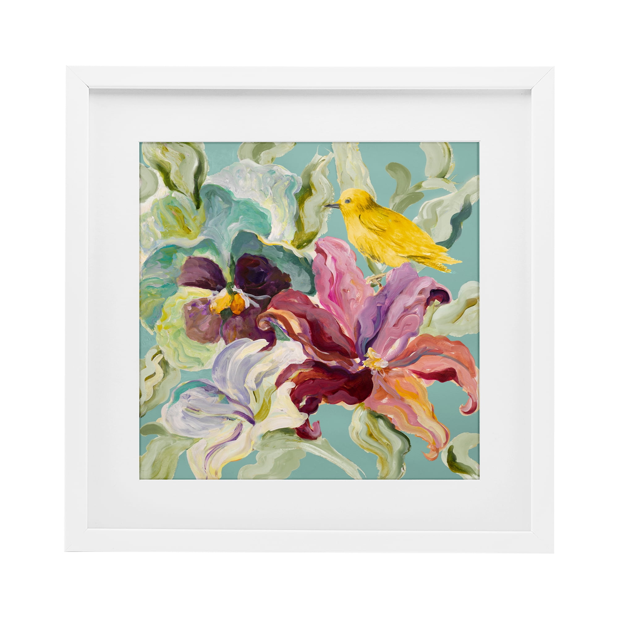 Stupell Industries Lyrical Garden Canary White Framed Print Under Glass, design by Lanie Loreth