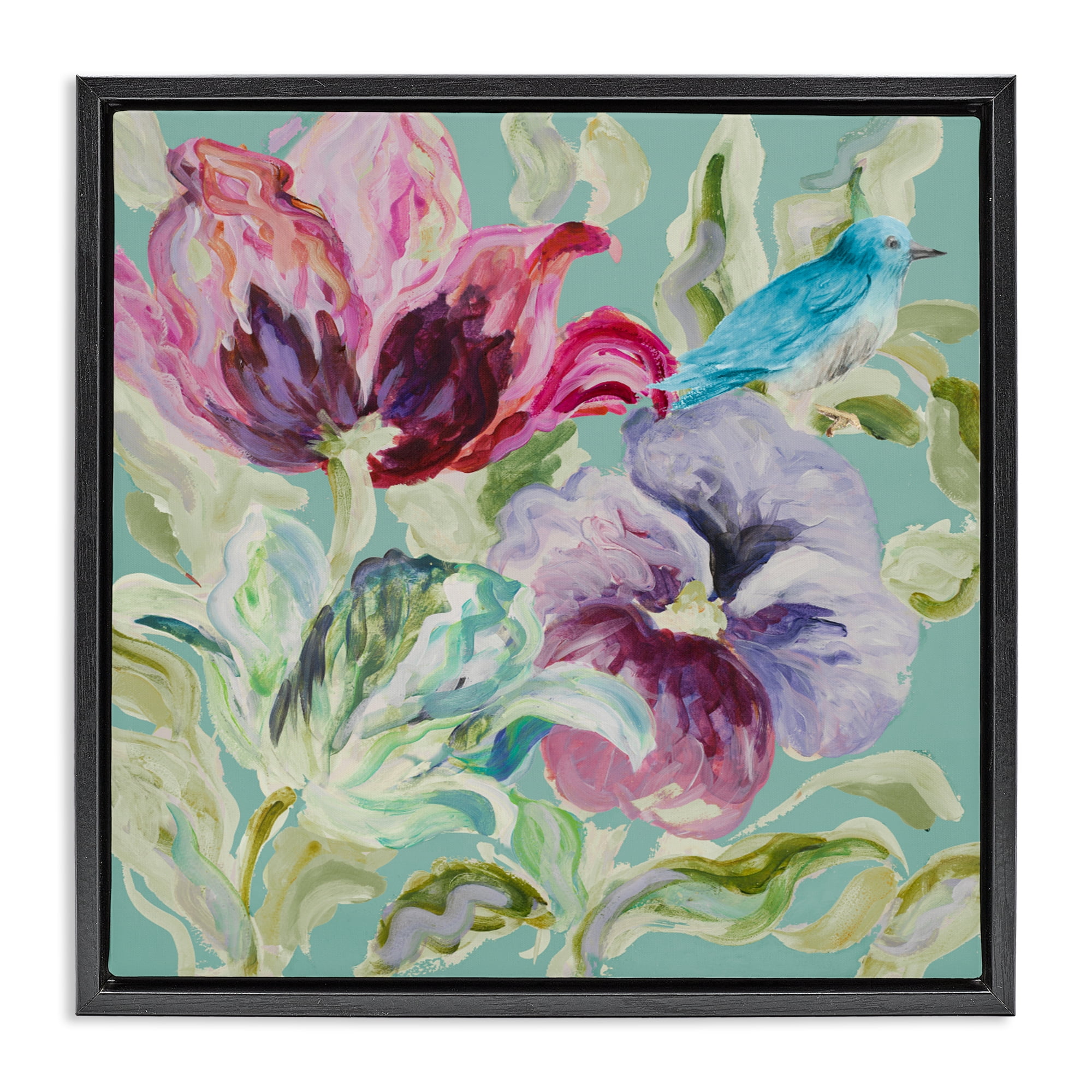 Stupell Industries Lyrical Garden Strokes Black Framed Floater Canvas Wall Art, design by Lanie Loreth