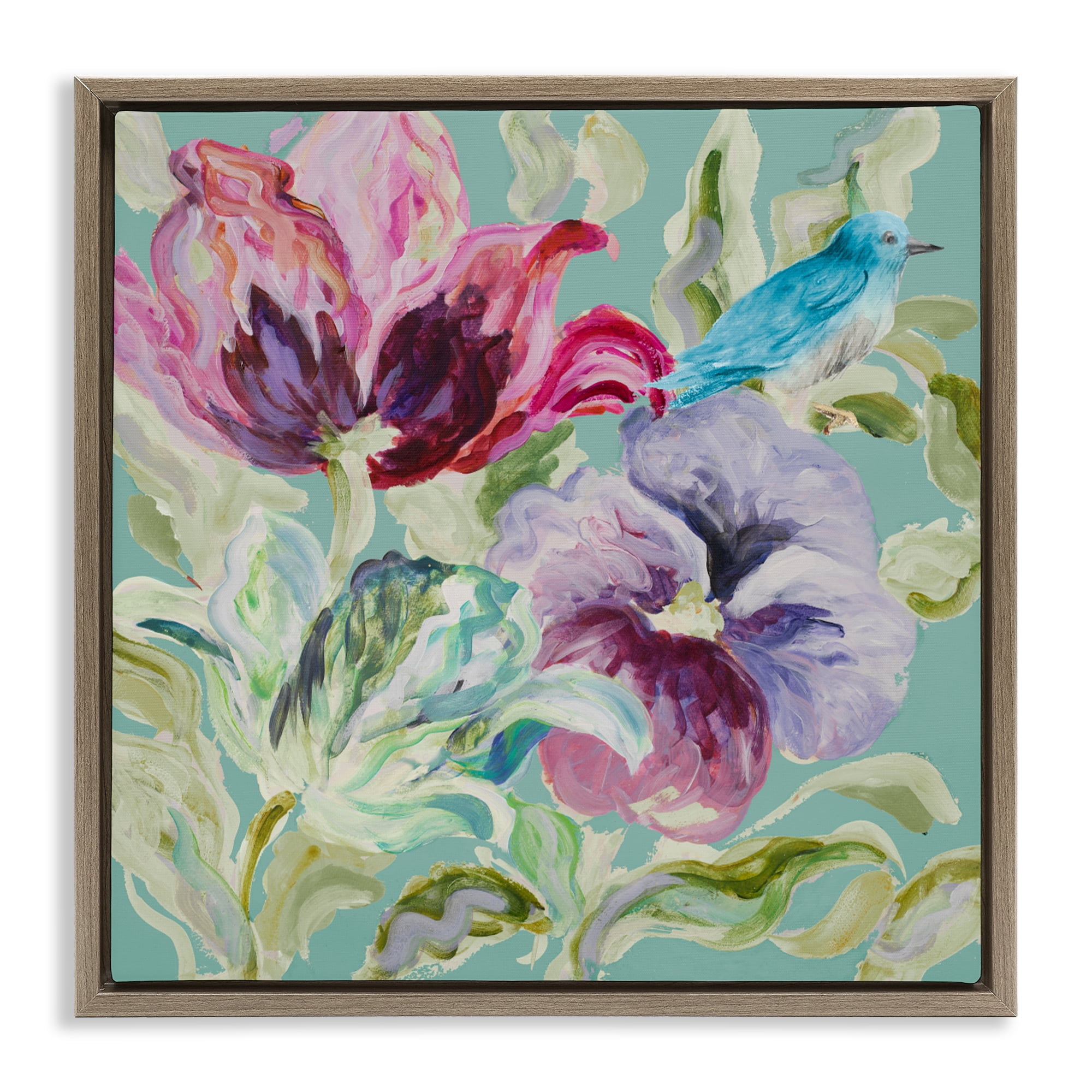 Stupell Industries Lyrical Garden Strokes Brown Framed Floater Canvas Wall Art, design by Lanie Loreth