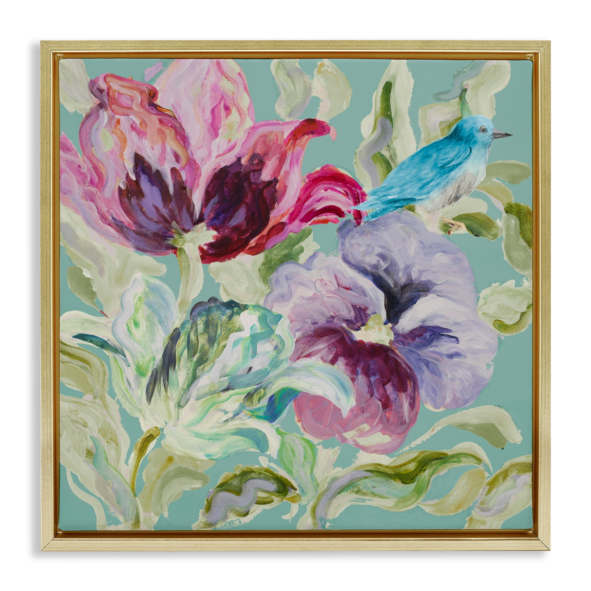 Stupell Industries Lyrical Garden Strokes Gold Framed Floater Canvas Wall Art, design by Lanie Loreth