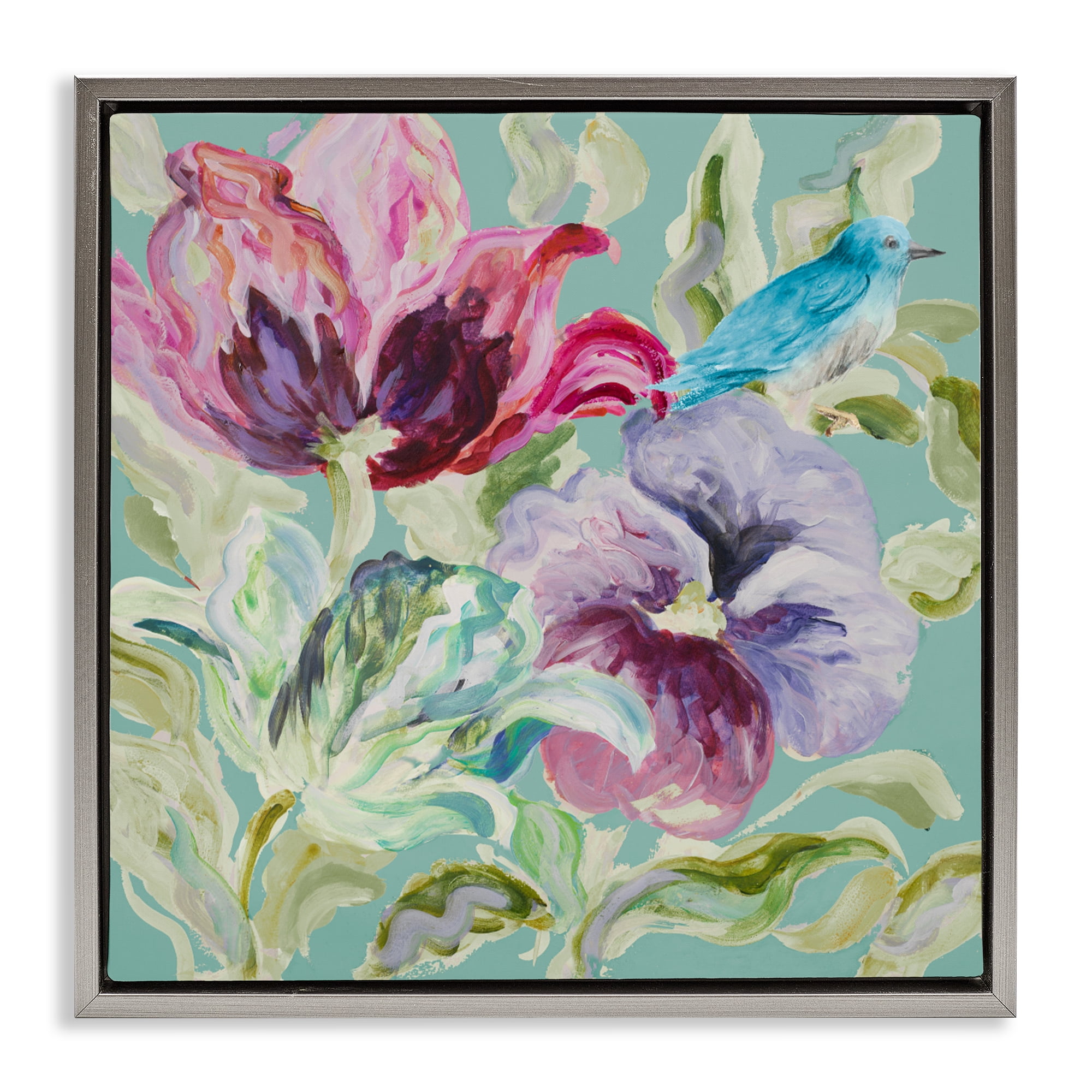 Stupell Industries Lyrical Garden Strokes Gray Framed Floater Canvas Wall Art, design by Lanie Loreth