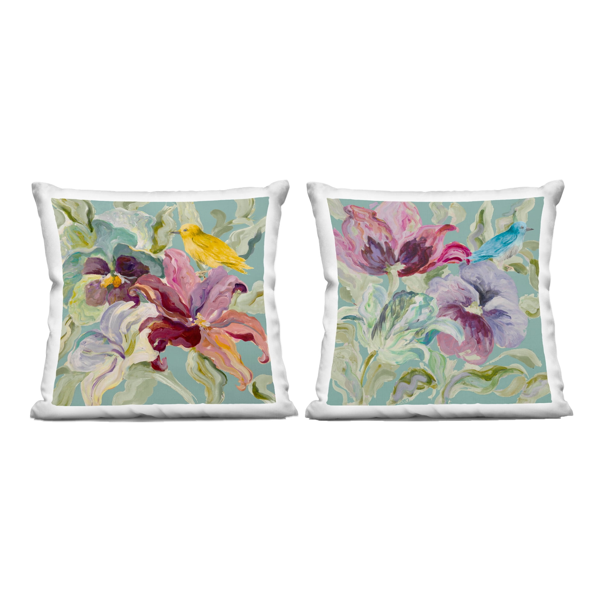 Stupell Industries Lyrical Garden with Birds 2 Piece Decorative Printed Throw Pillow Set, design by Lanie Loreth